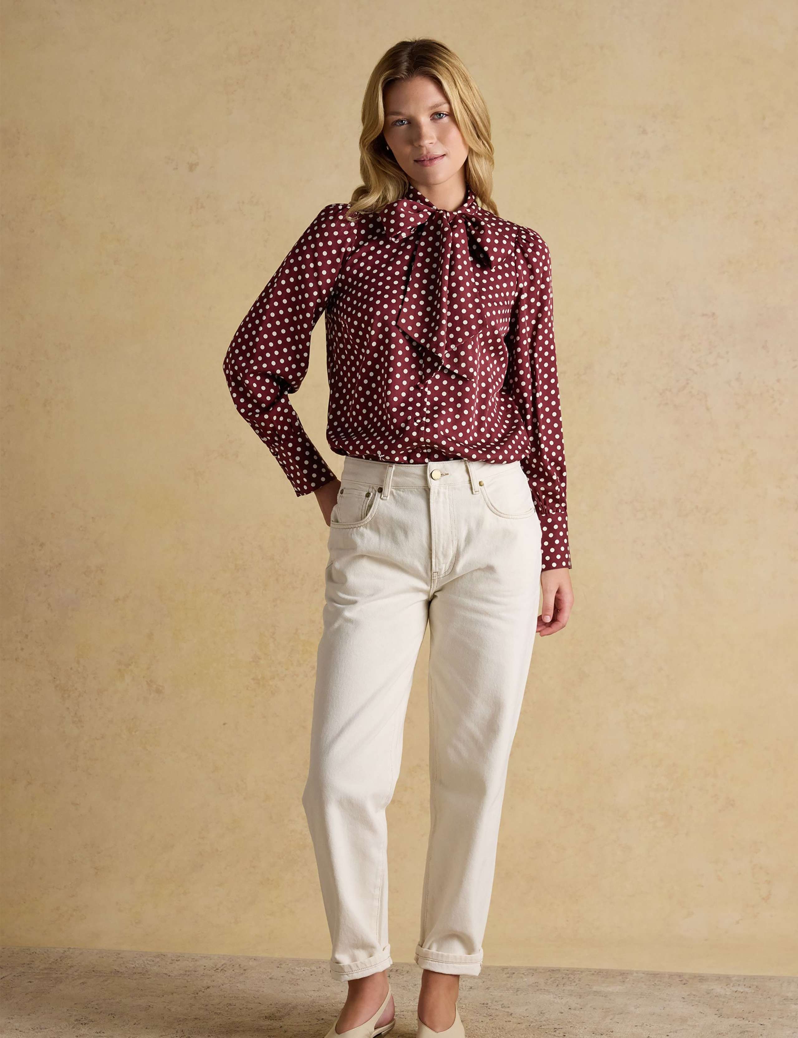 Checked Pussybow Blouse