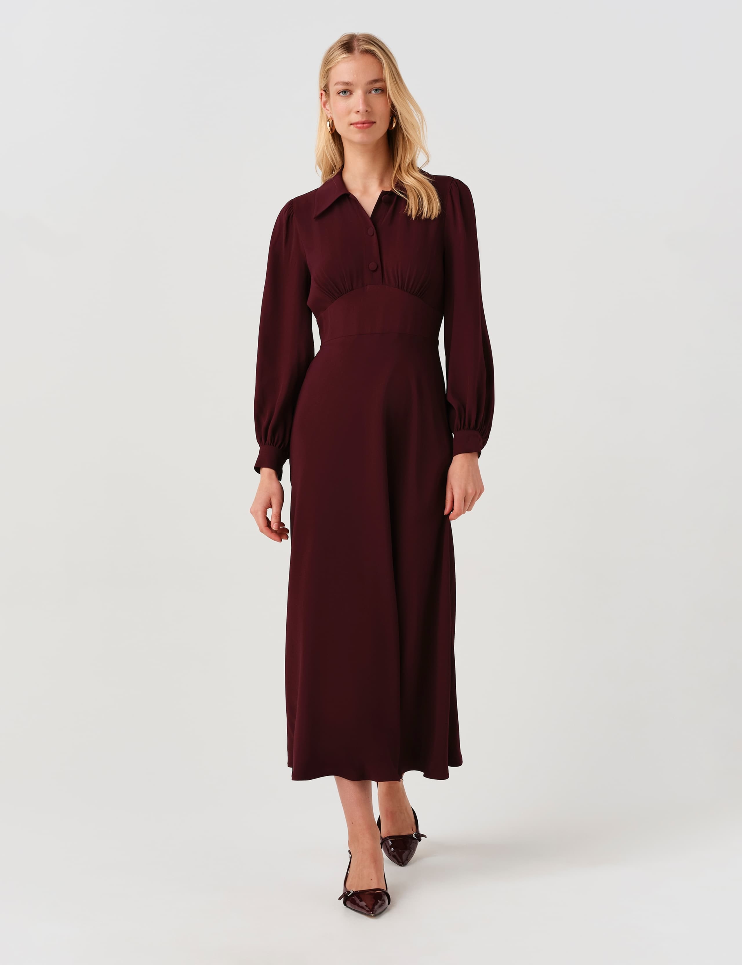 Crepe Midi Waisted Dress