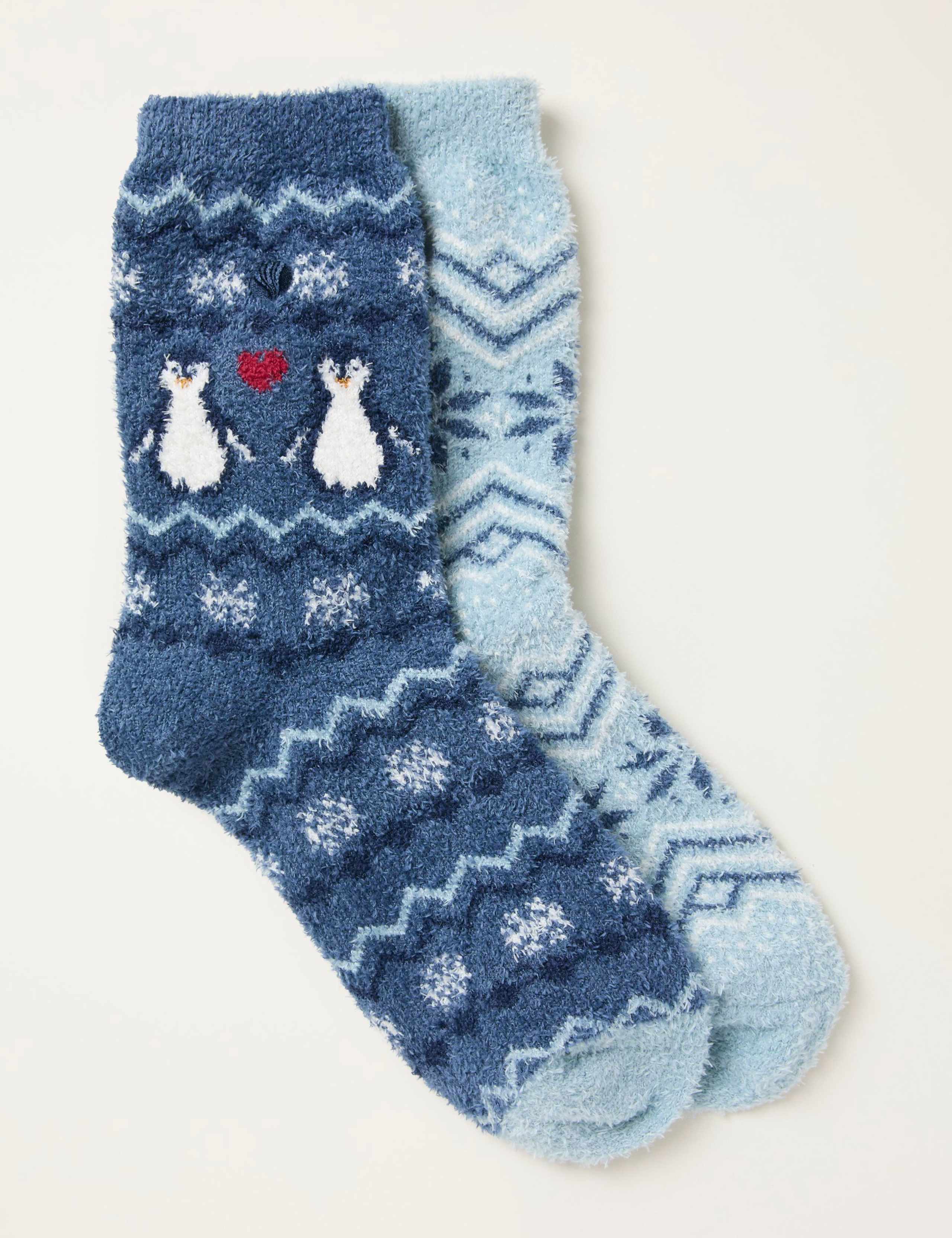 2pk Penguin Fluffy Socks