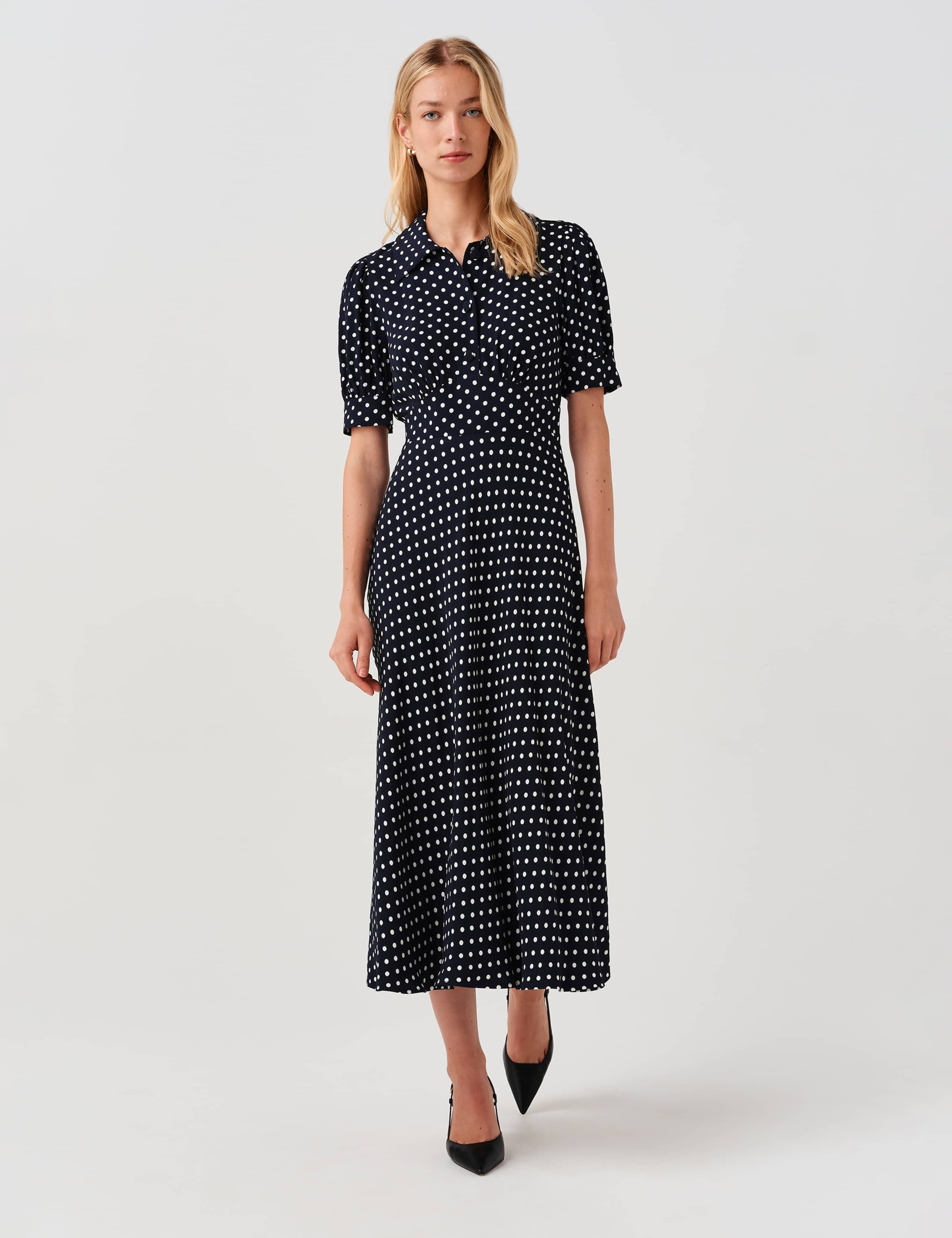 Polka Dot Midi Waisted Dress