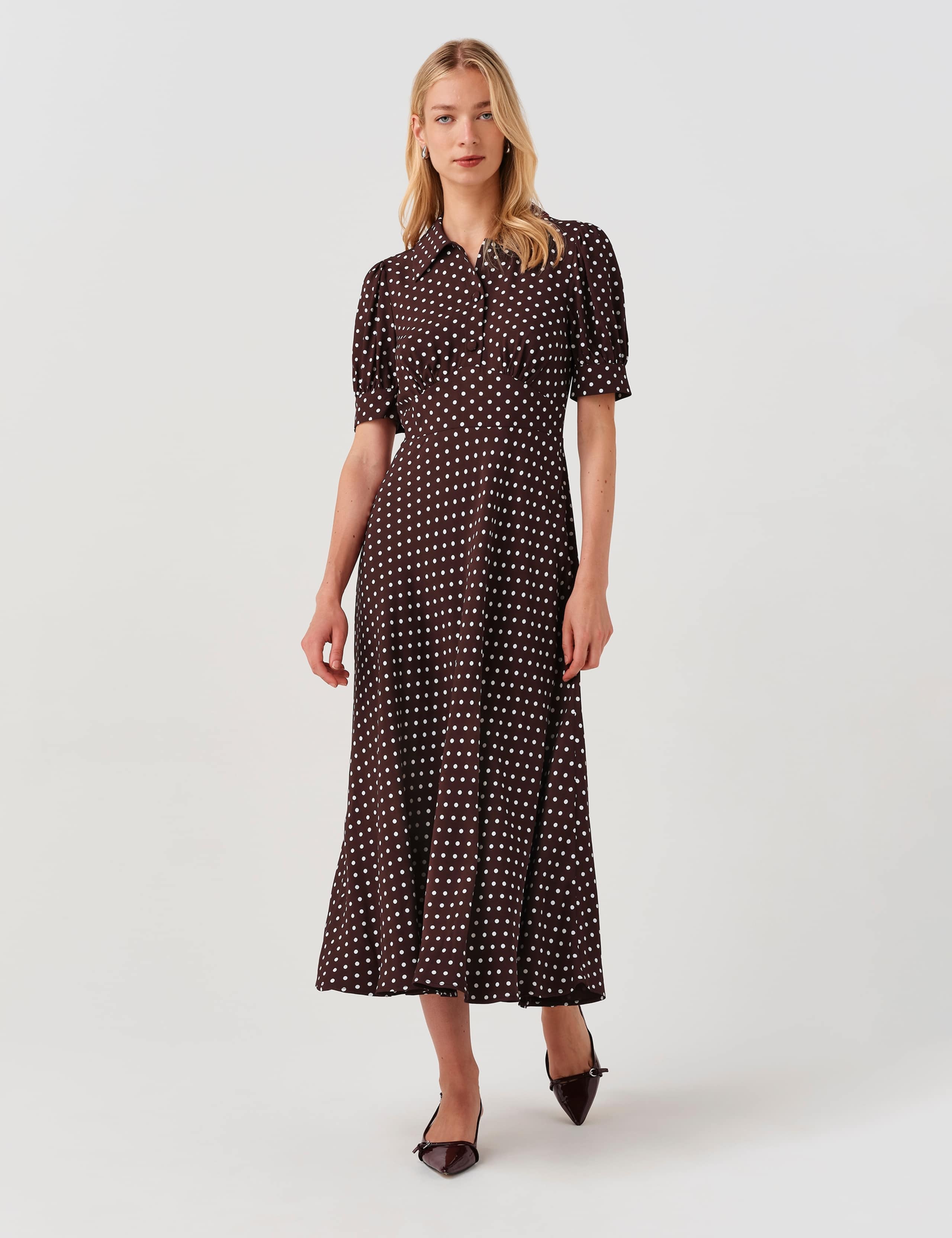 Polka Dot Midi Waisted Dress
