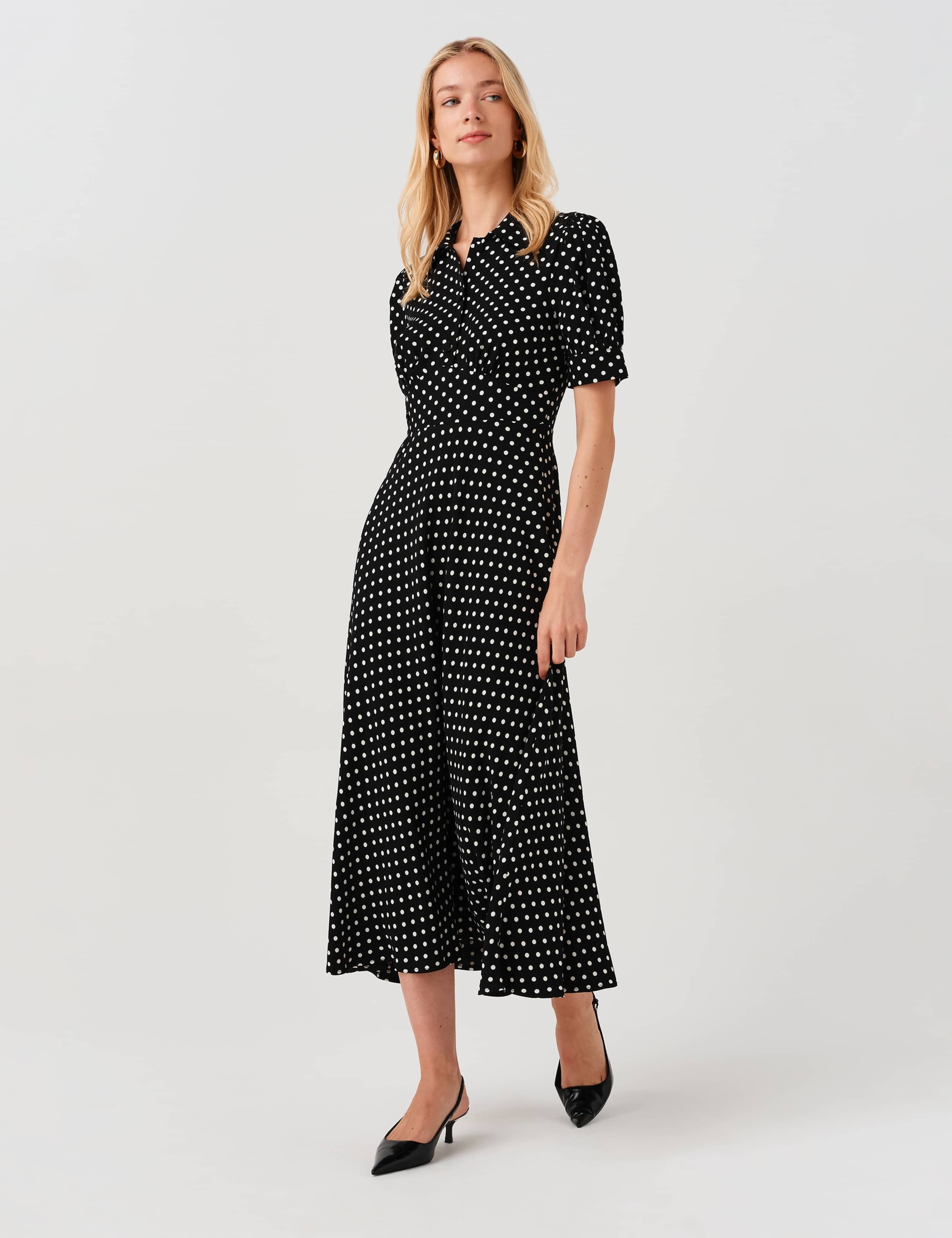 Polka Dot Midi Waisted Dress