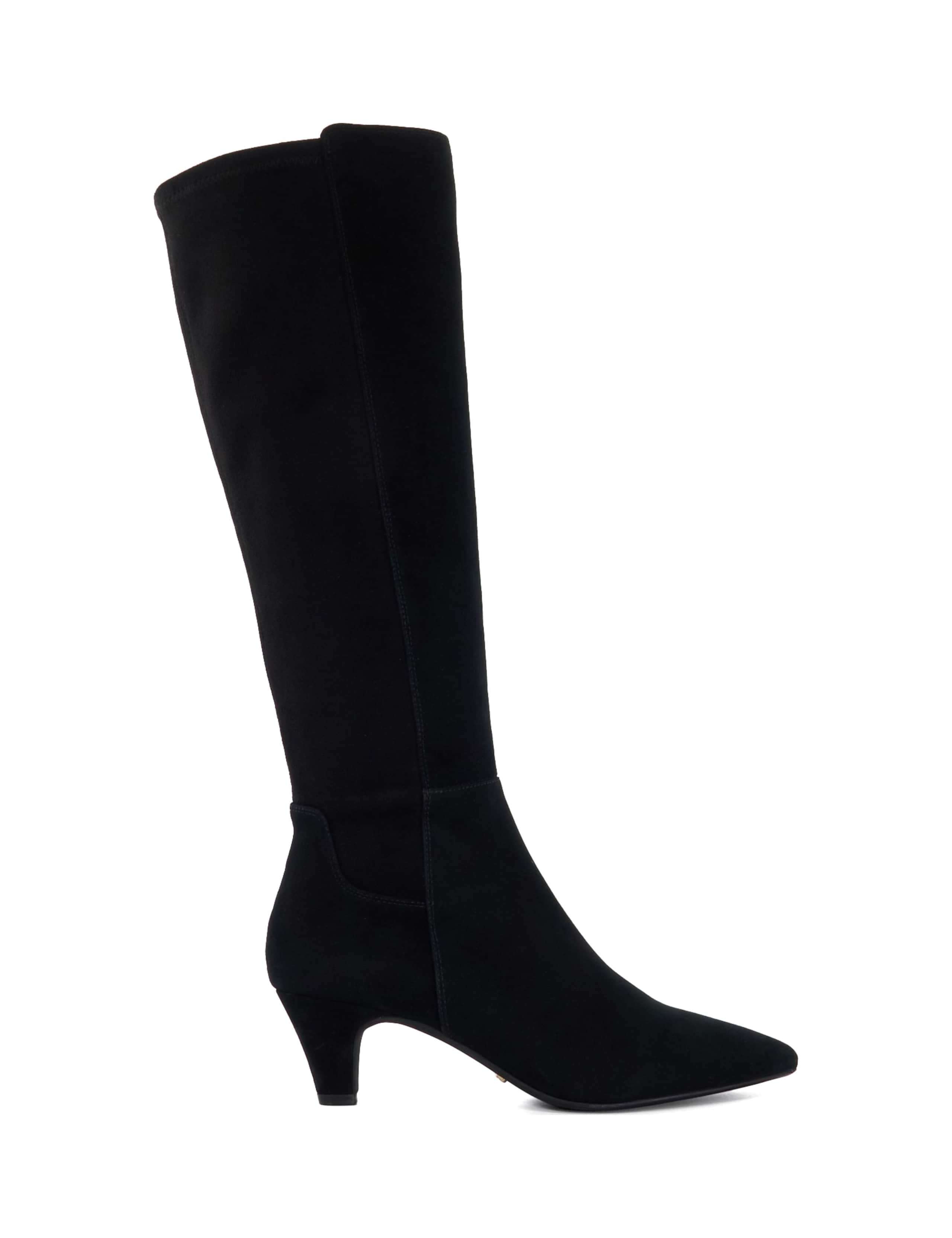 Leather Kitten Heel Knee High Boots