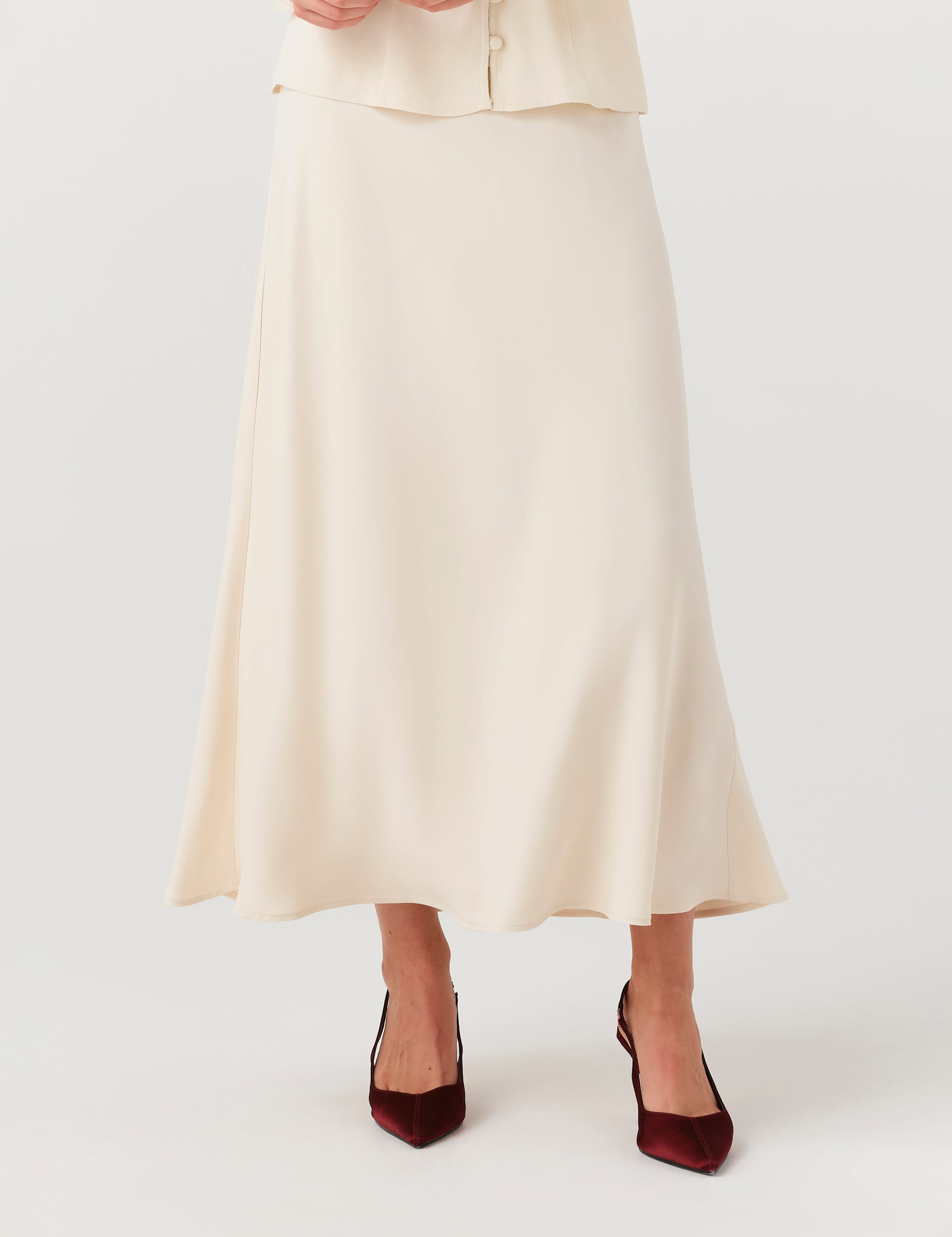 Satin Midi Slip Skirt