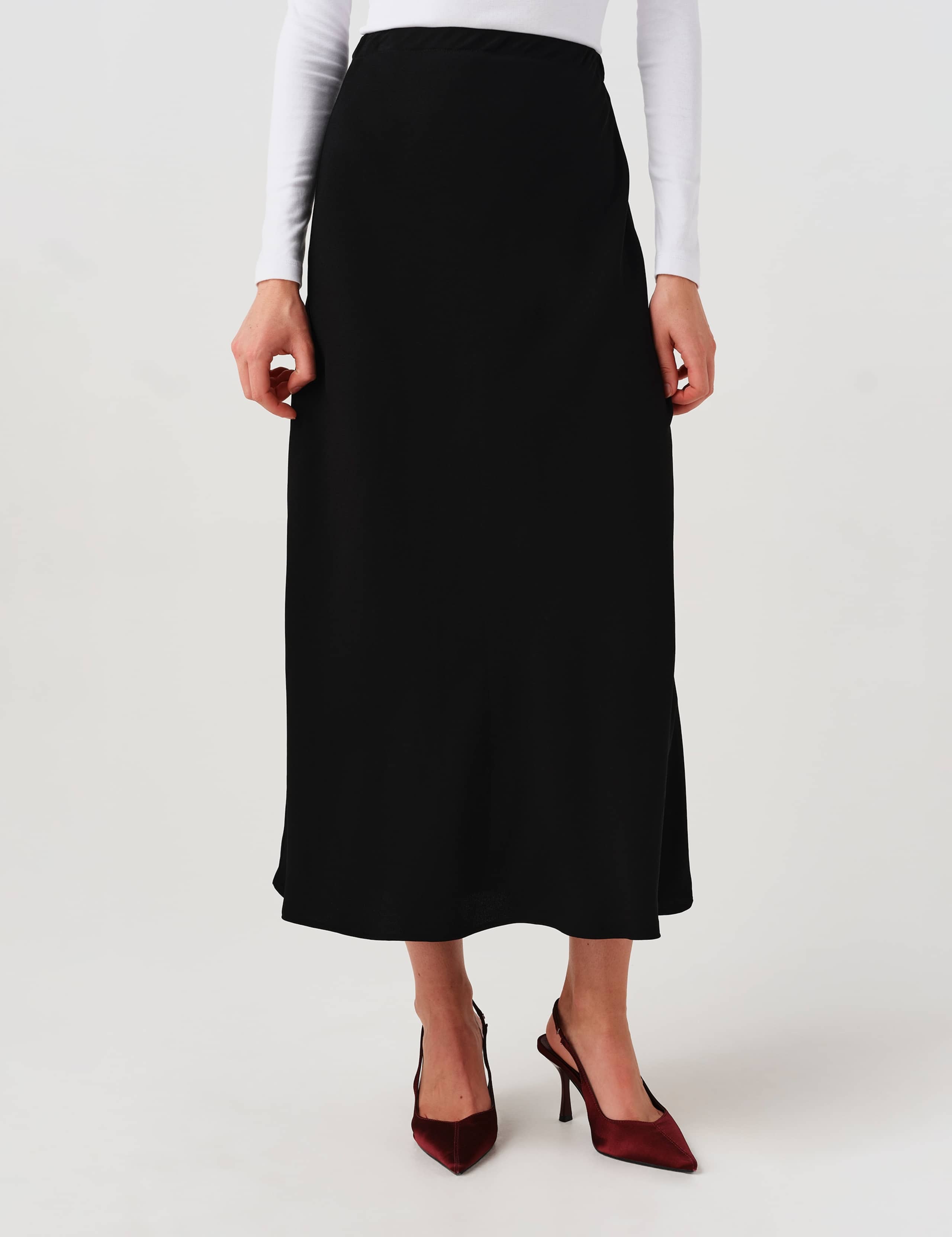 Satin Midi Slip Skirt