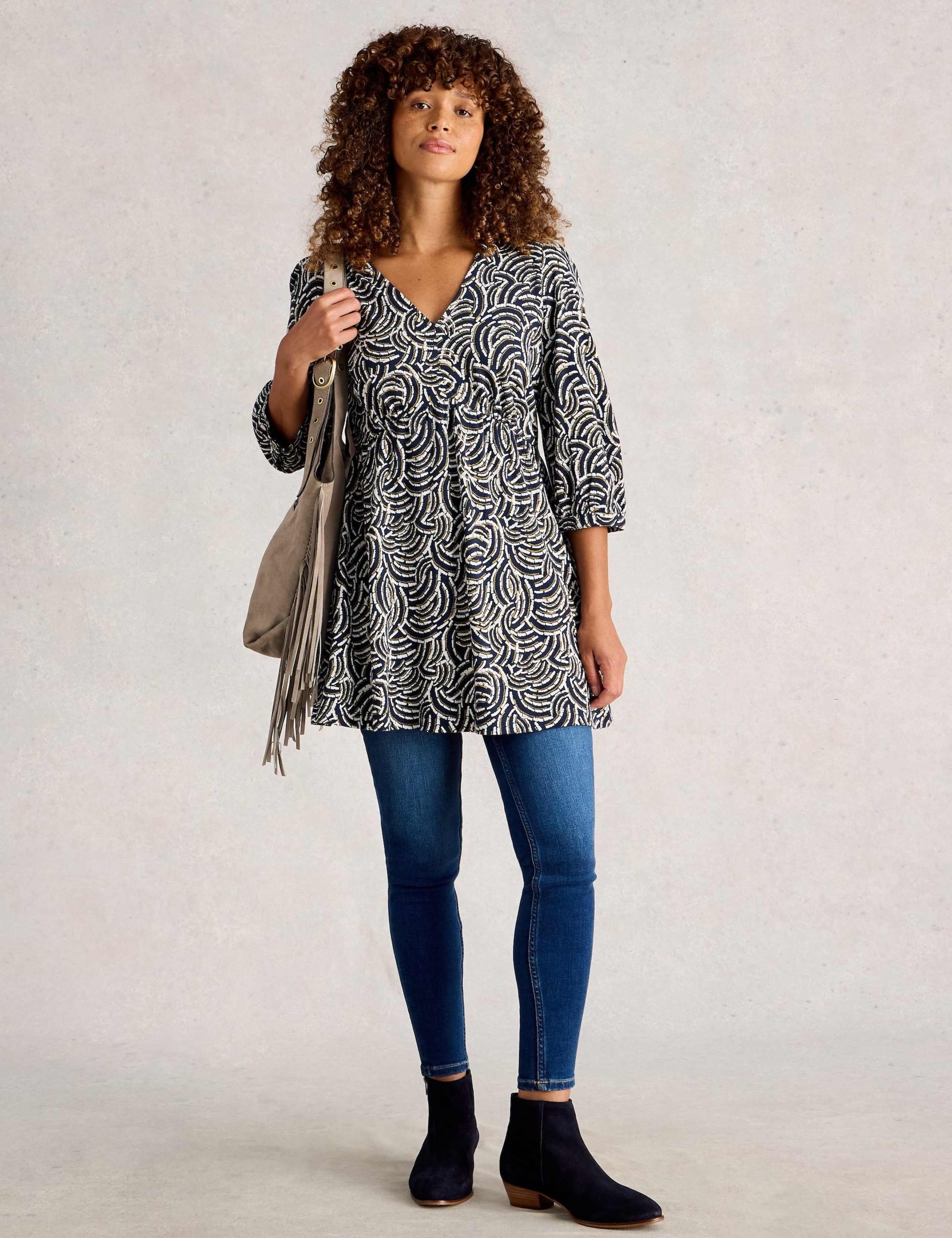 Pure Cotton Printed V-Neck Tunic
