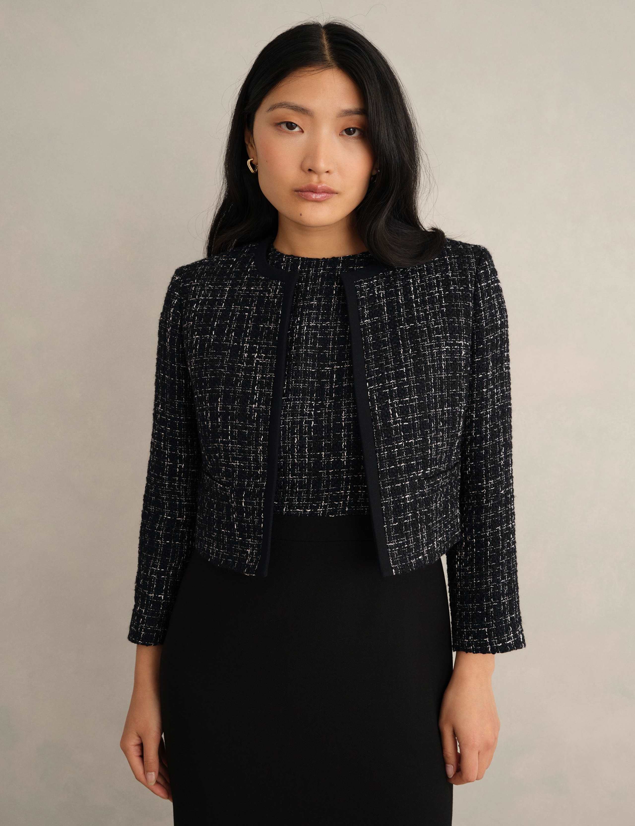 Cropped Tailored Jacket with Wool