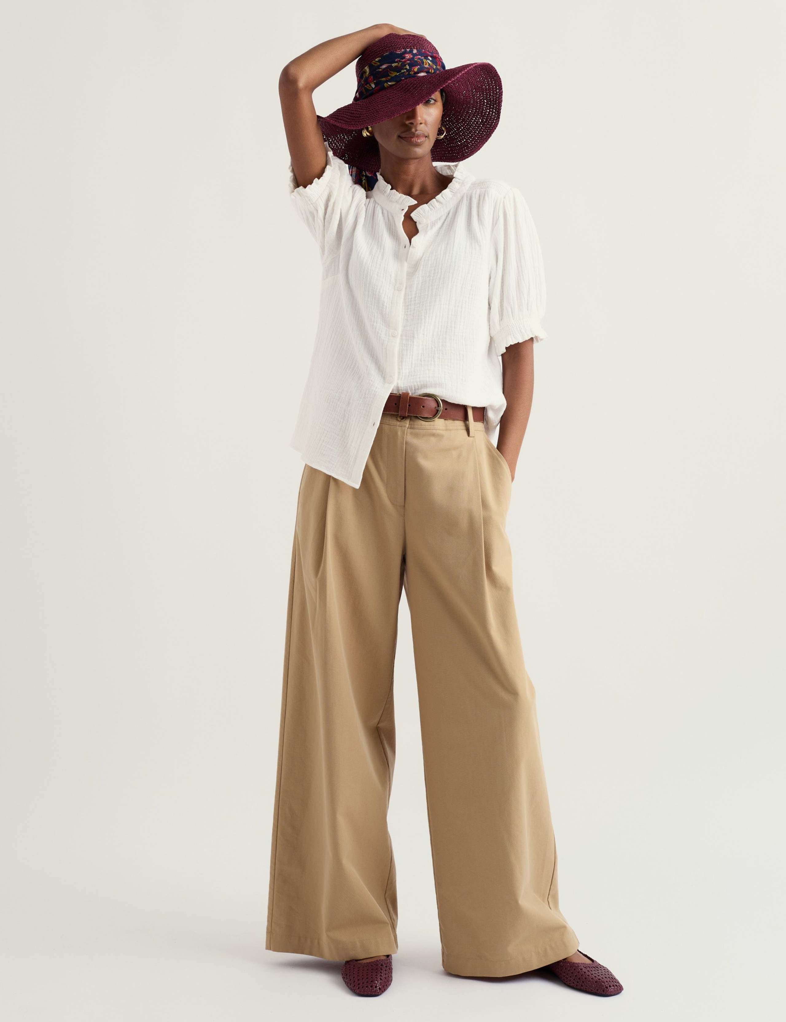 Pure Cotton Round Neck Relaxed Blouse