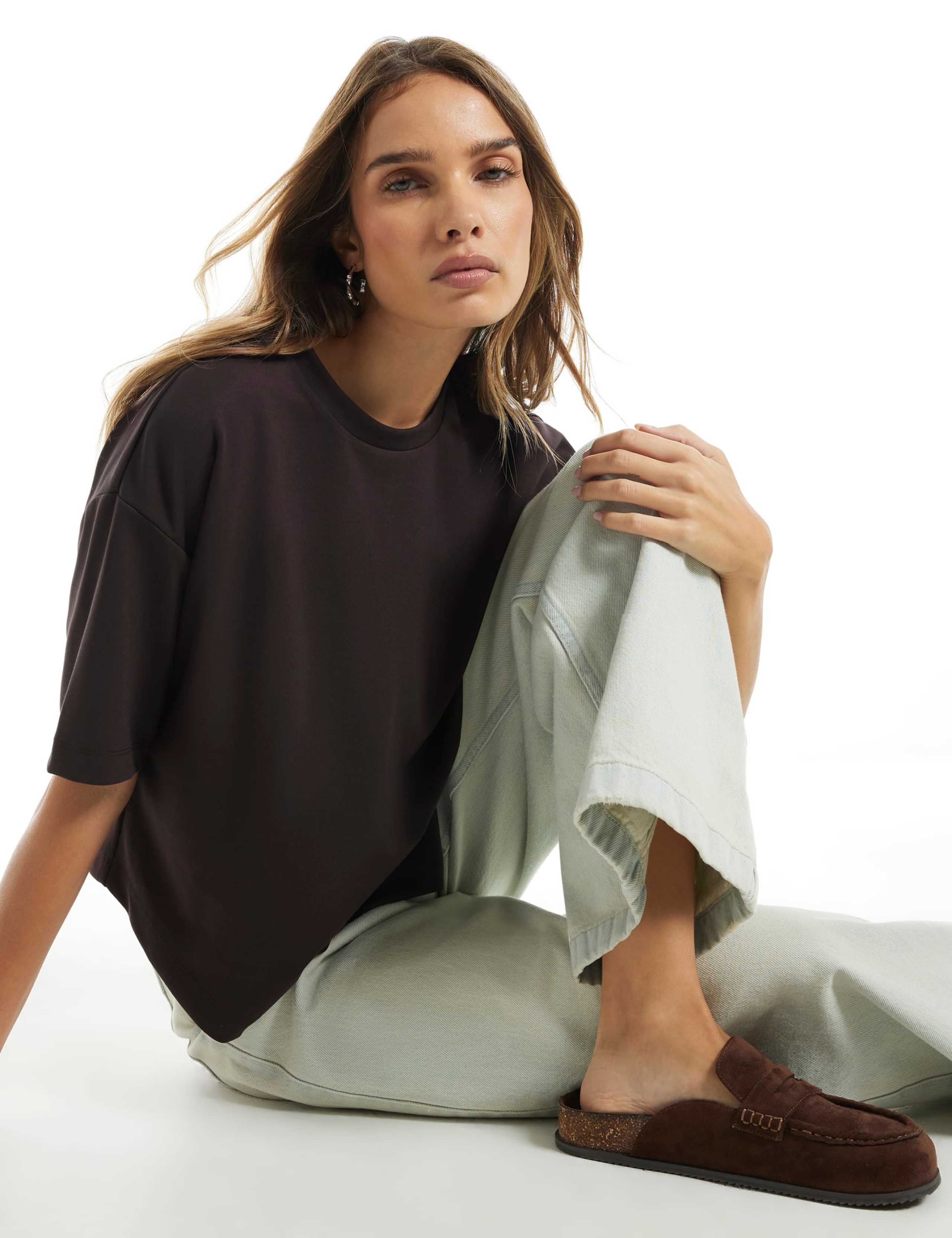Pure Cotton Crew Neck Oversized T-Shirt