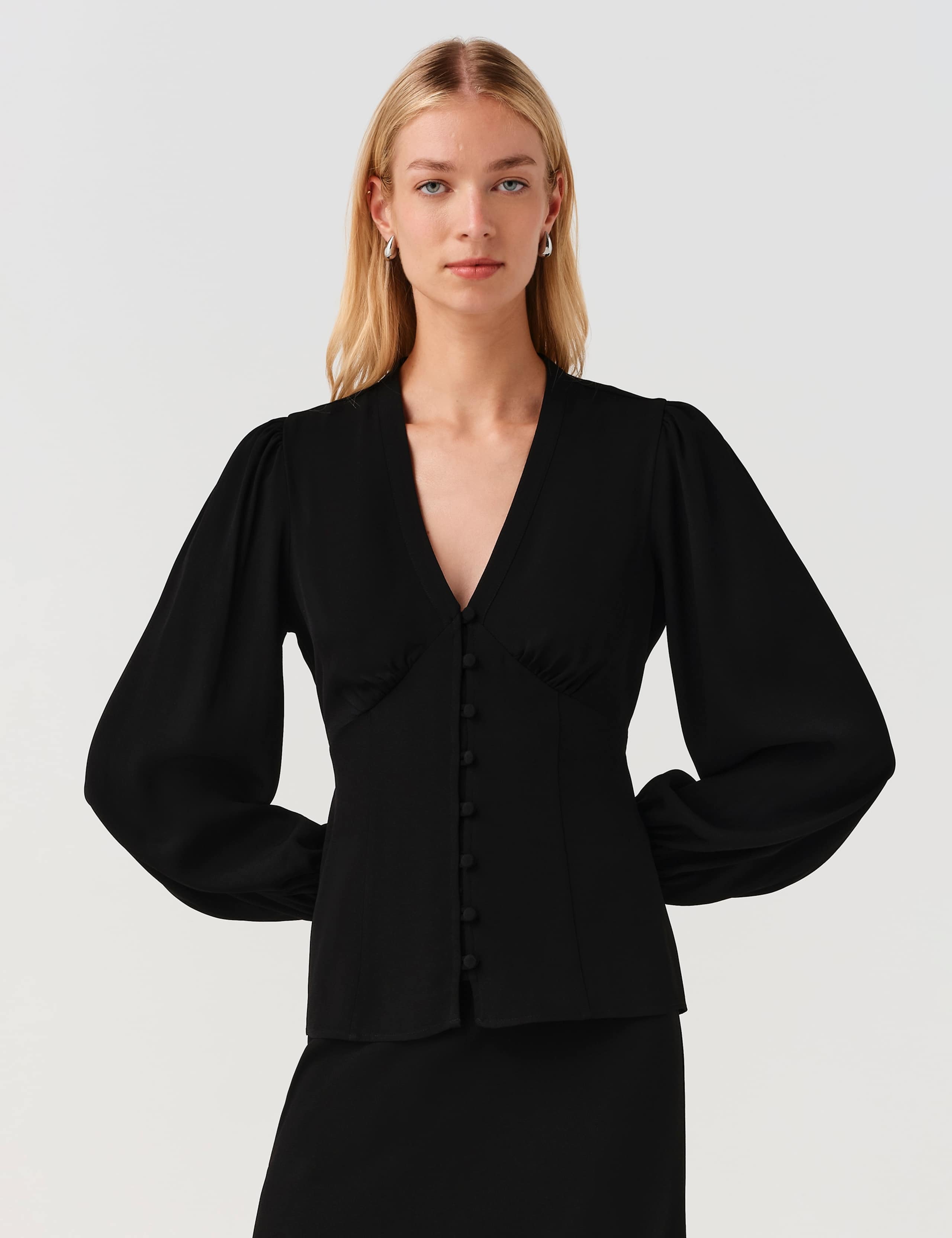 V Neck Button Through Blouse