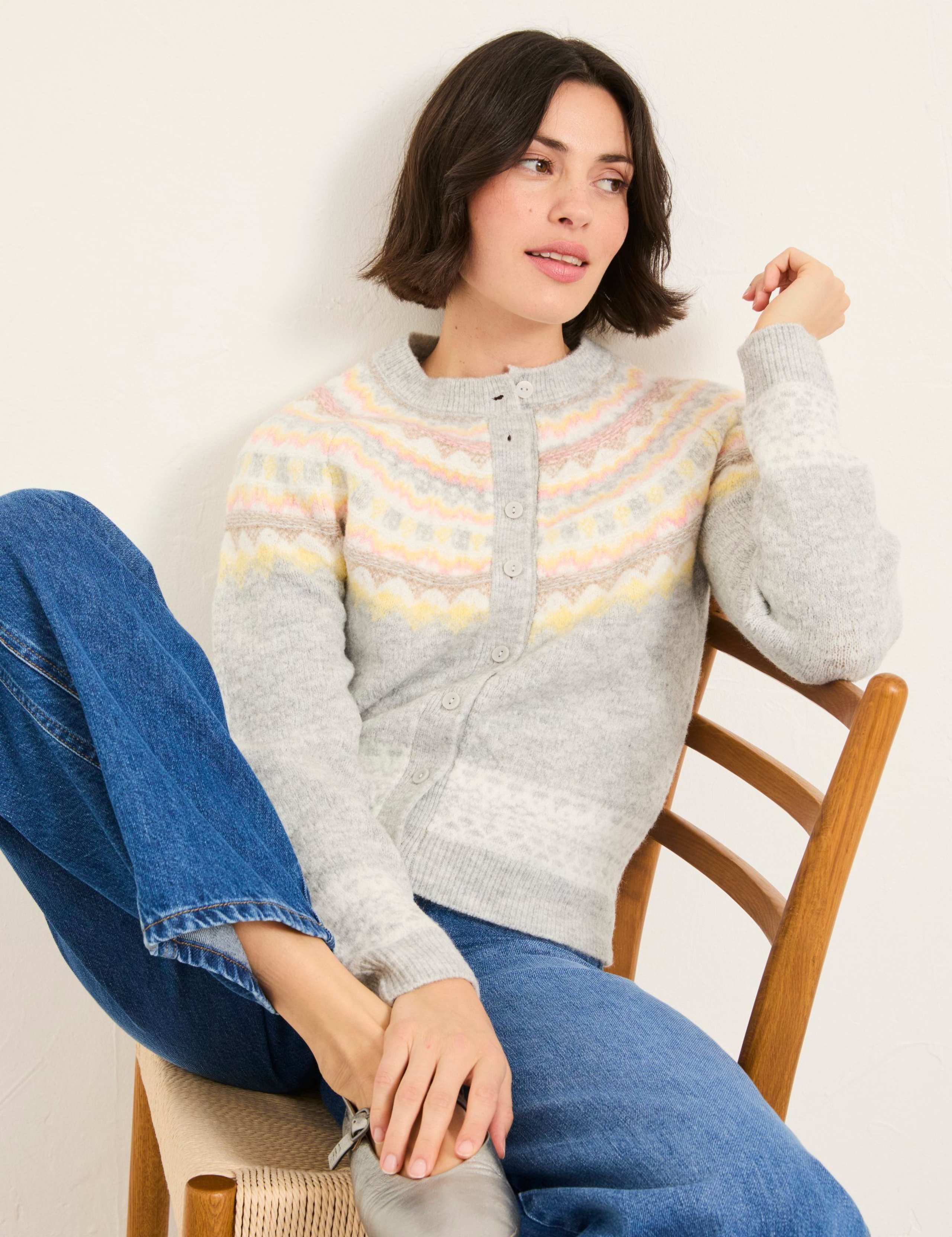 Fair Isle Crew Neck Cardigan