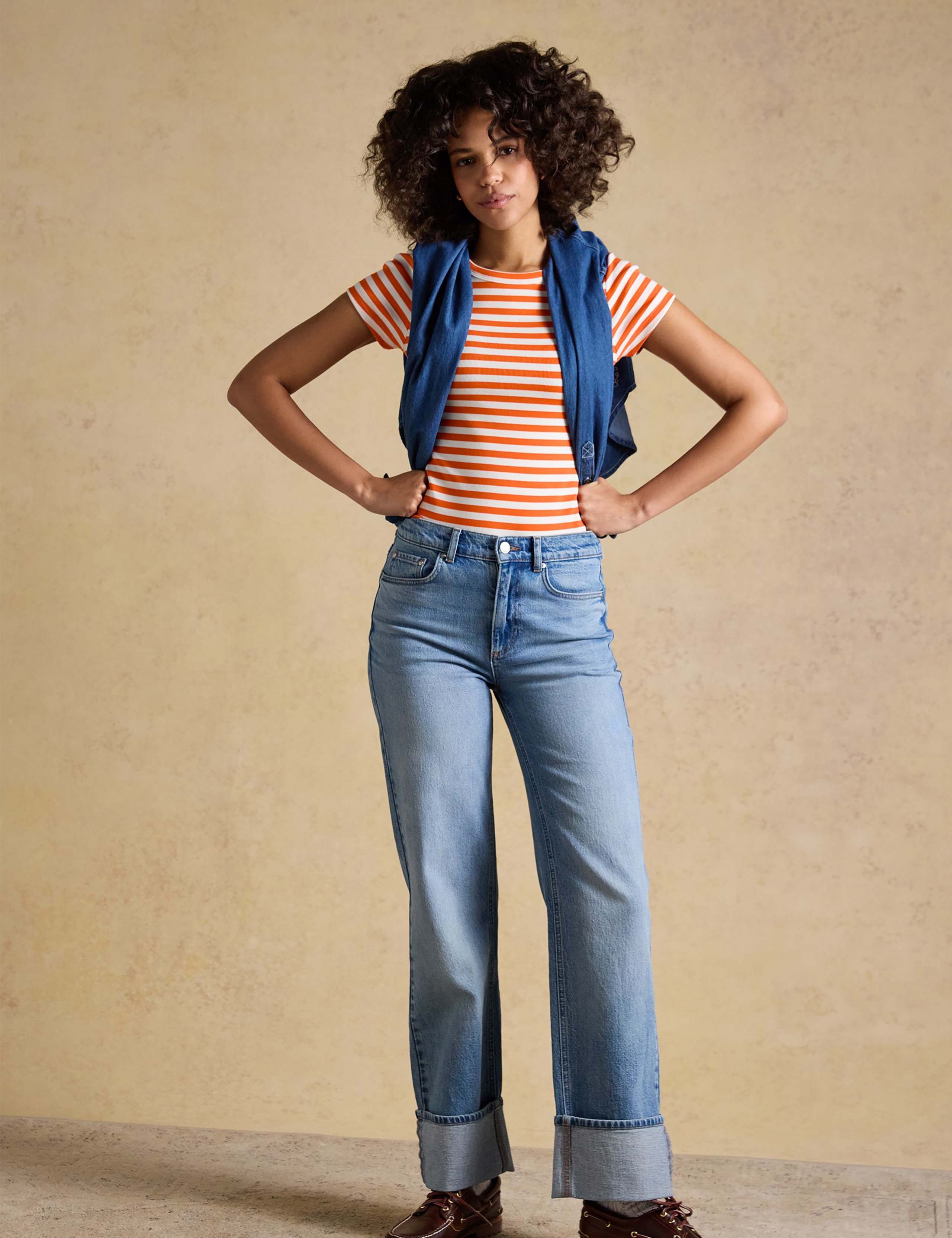 Cotton Rich Ribbed Striped Crew Neck T-Shirt