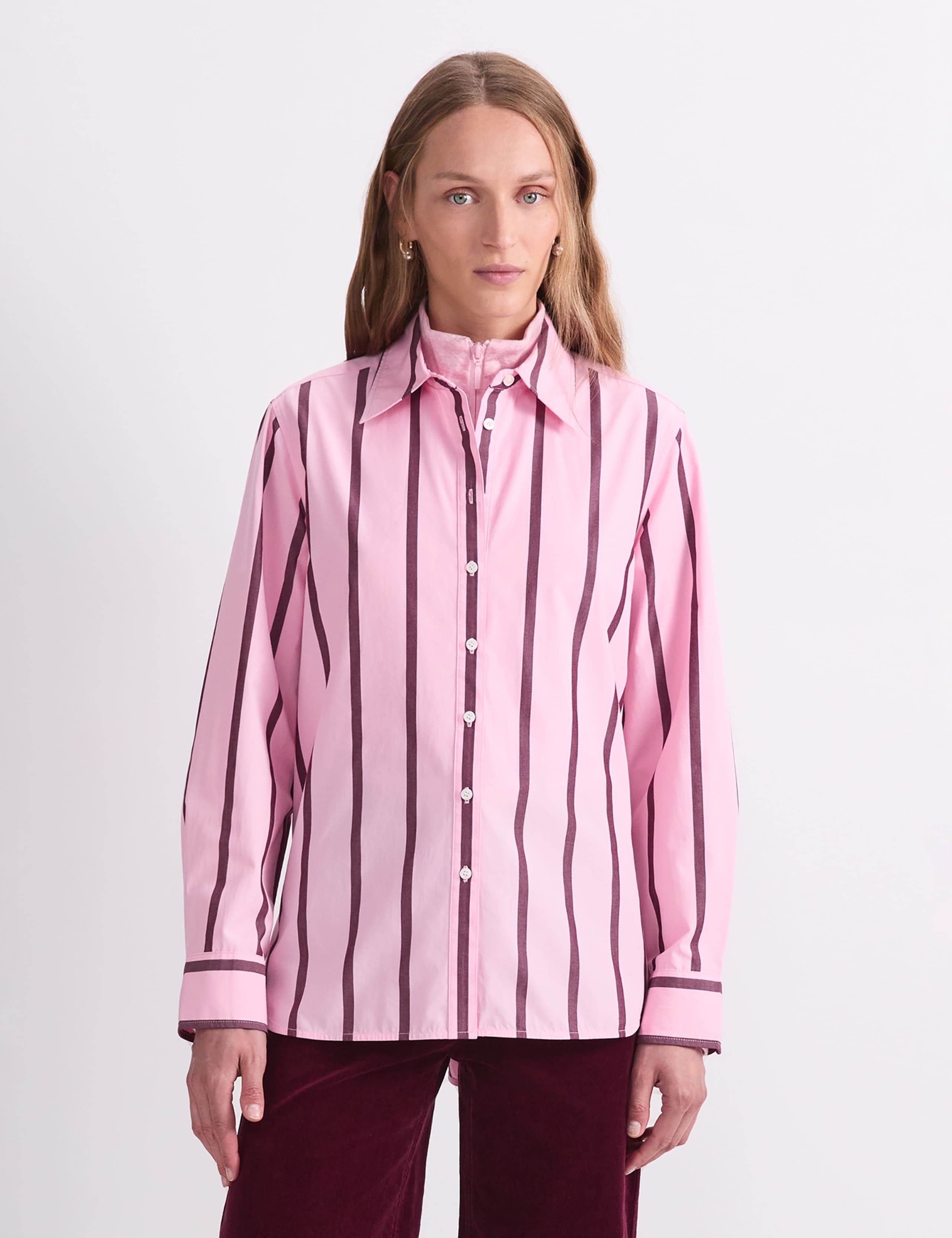 Pure Cotton Striped Collared Shirt