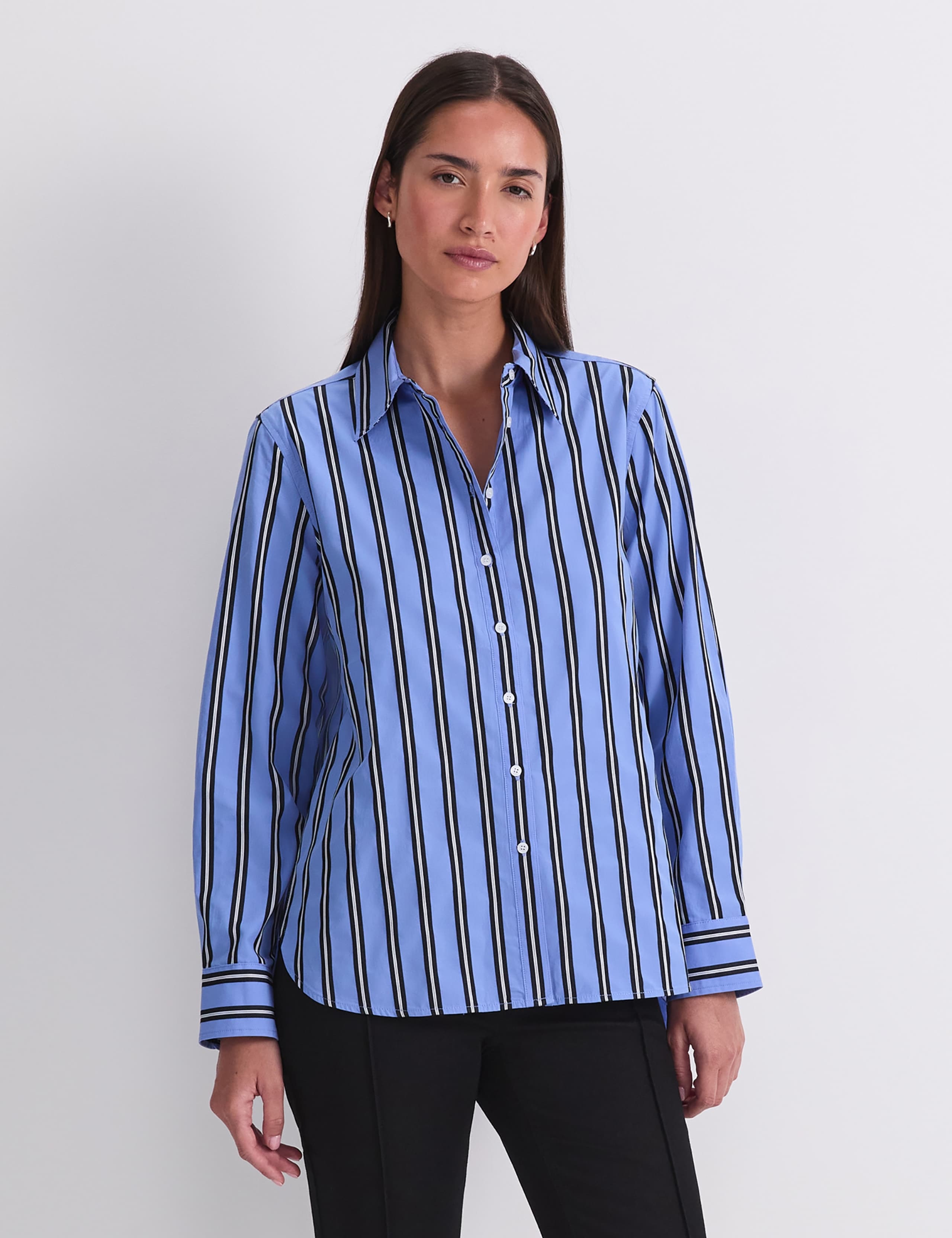 Pure Cotton Striped Collared Shirt