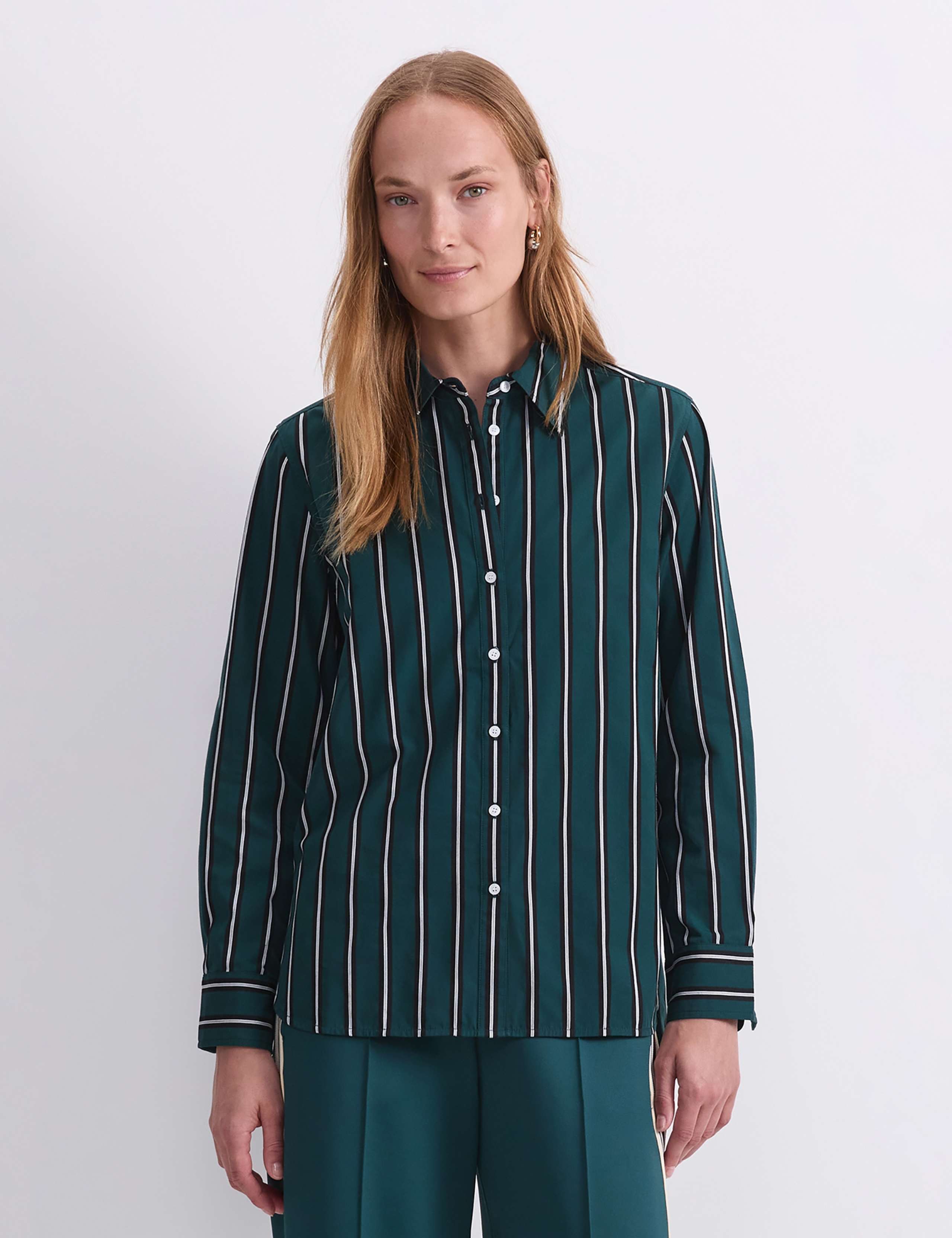 Pure Cotton Striped Collared Shirt