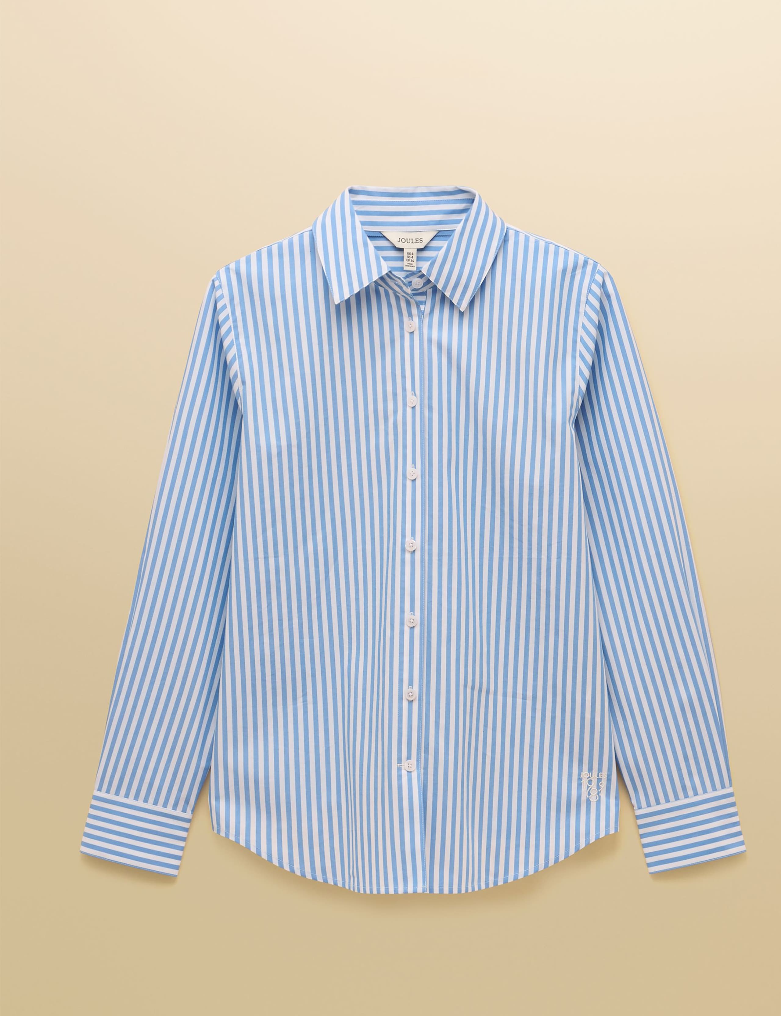 Pure Cotton Poplin Striped Collared Shirt