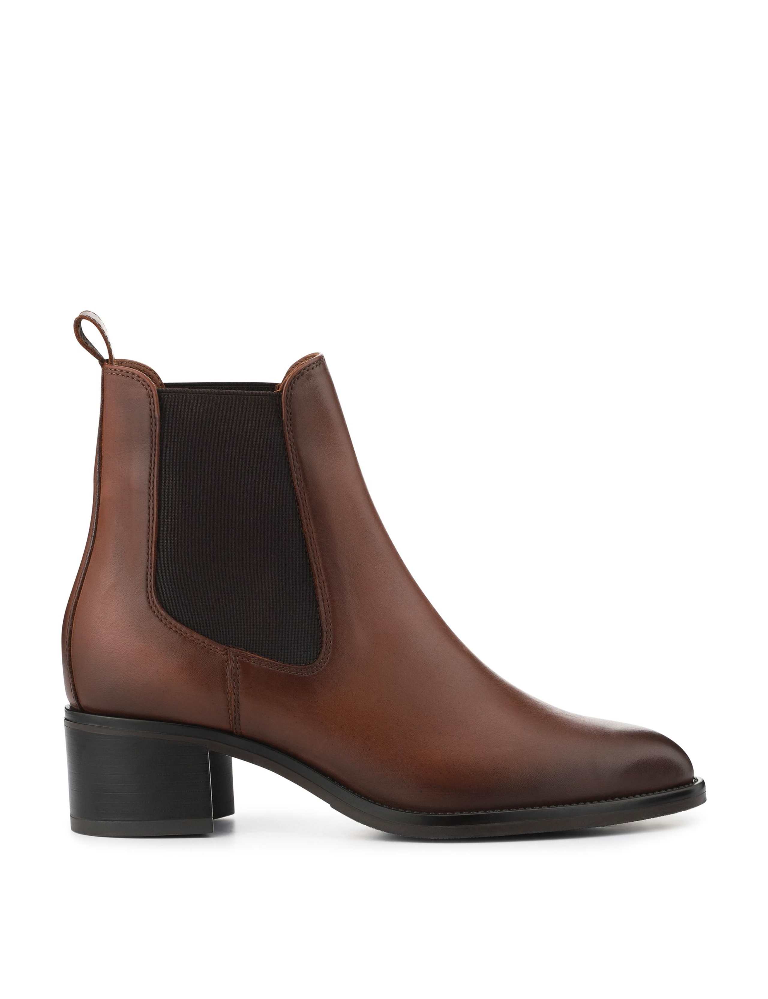 Leather Block Heel Chelsea Boots