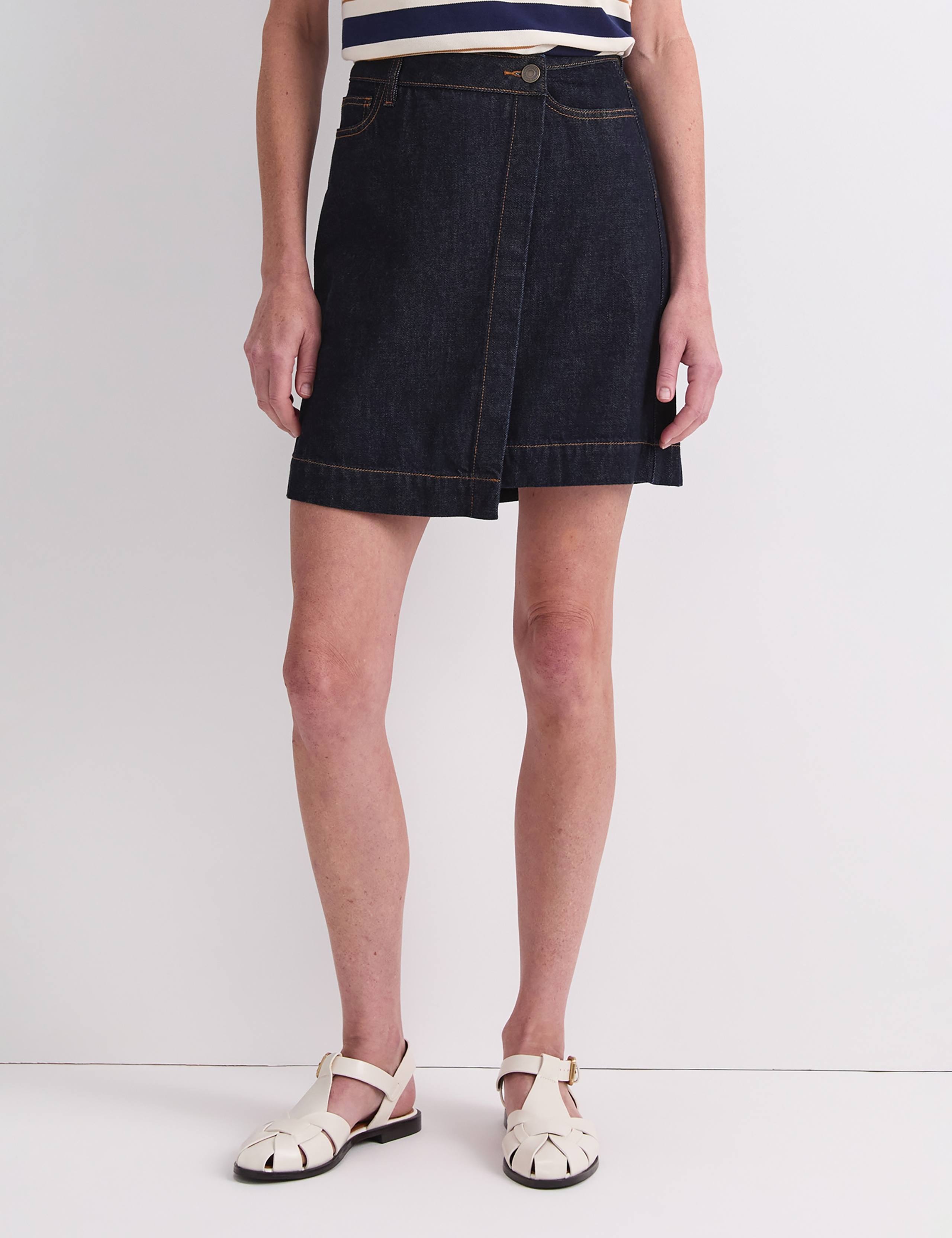 Denim Mini Wrap Skirt