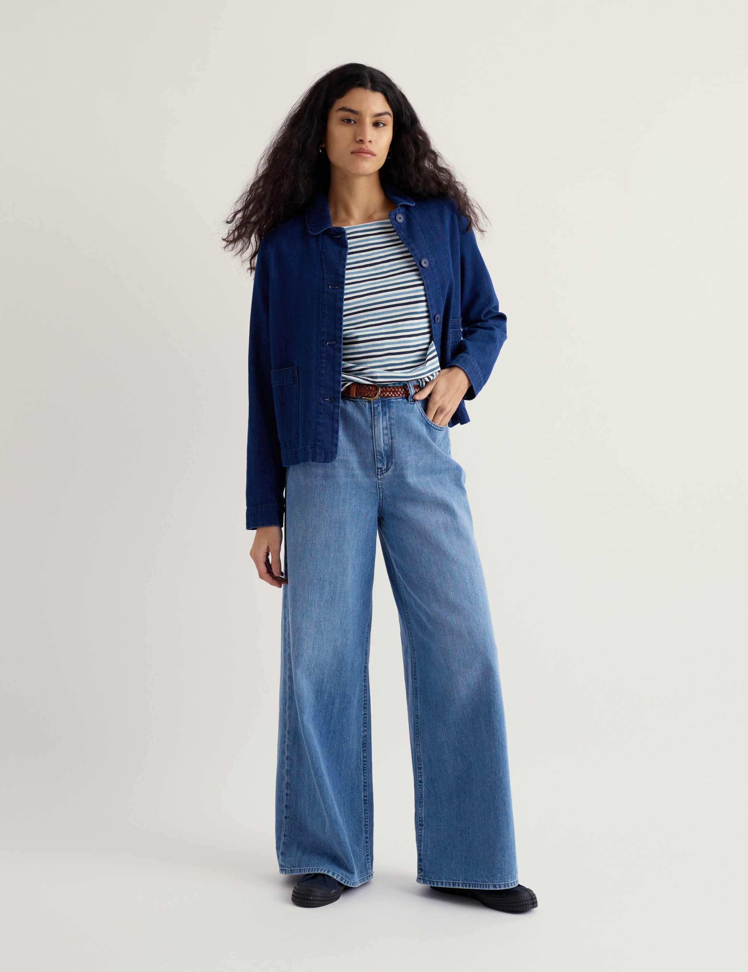 Pure Cotton Striped Slash Neck Top