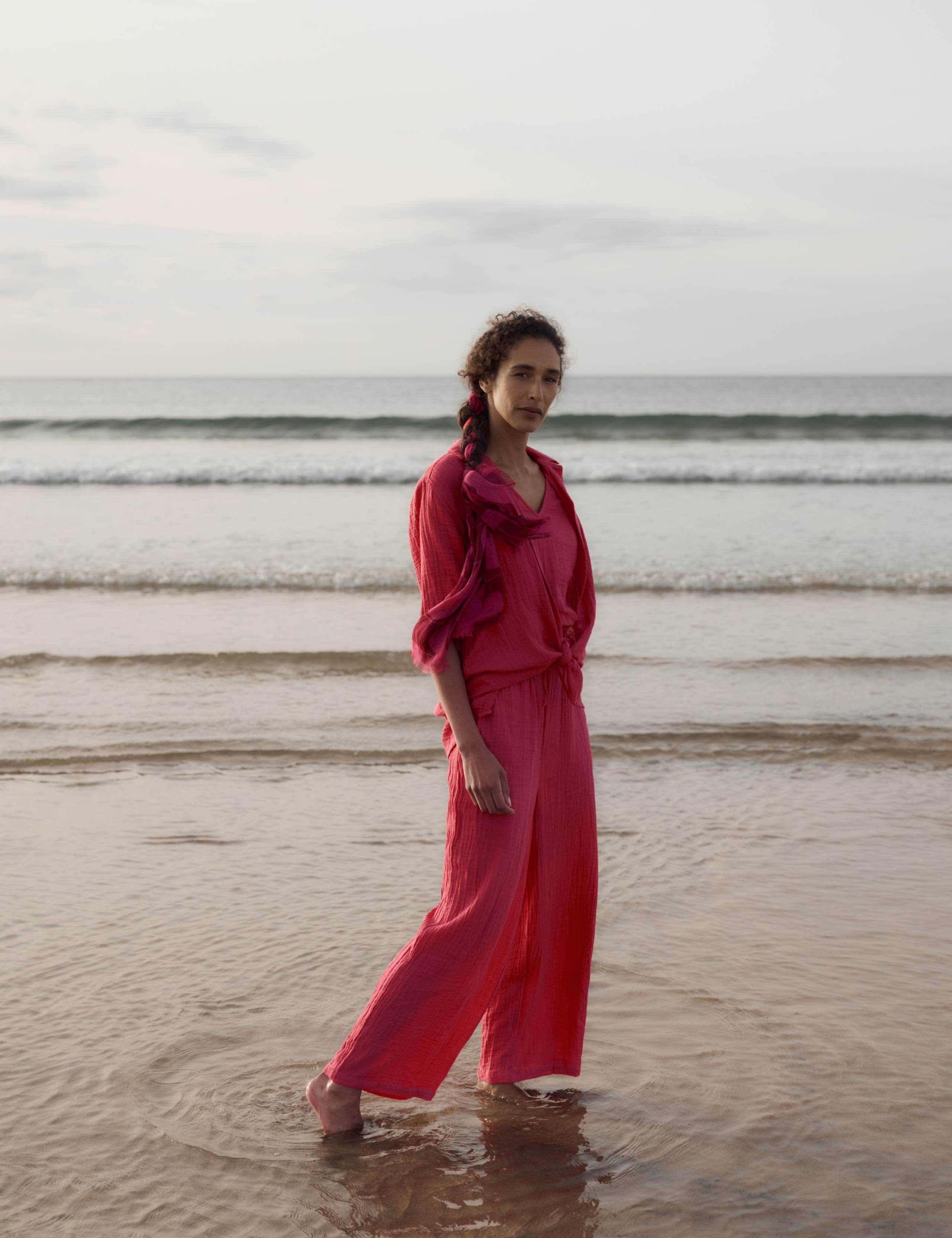 Pure Cotton Sleeveless Cropped Jumpsuit