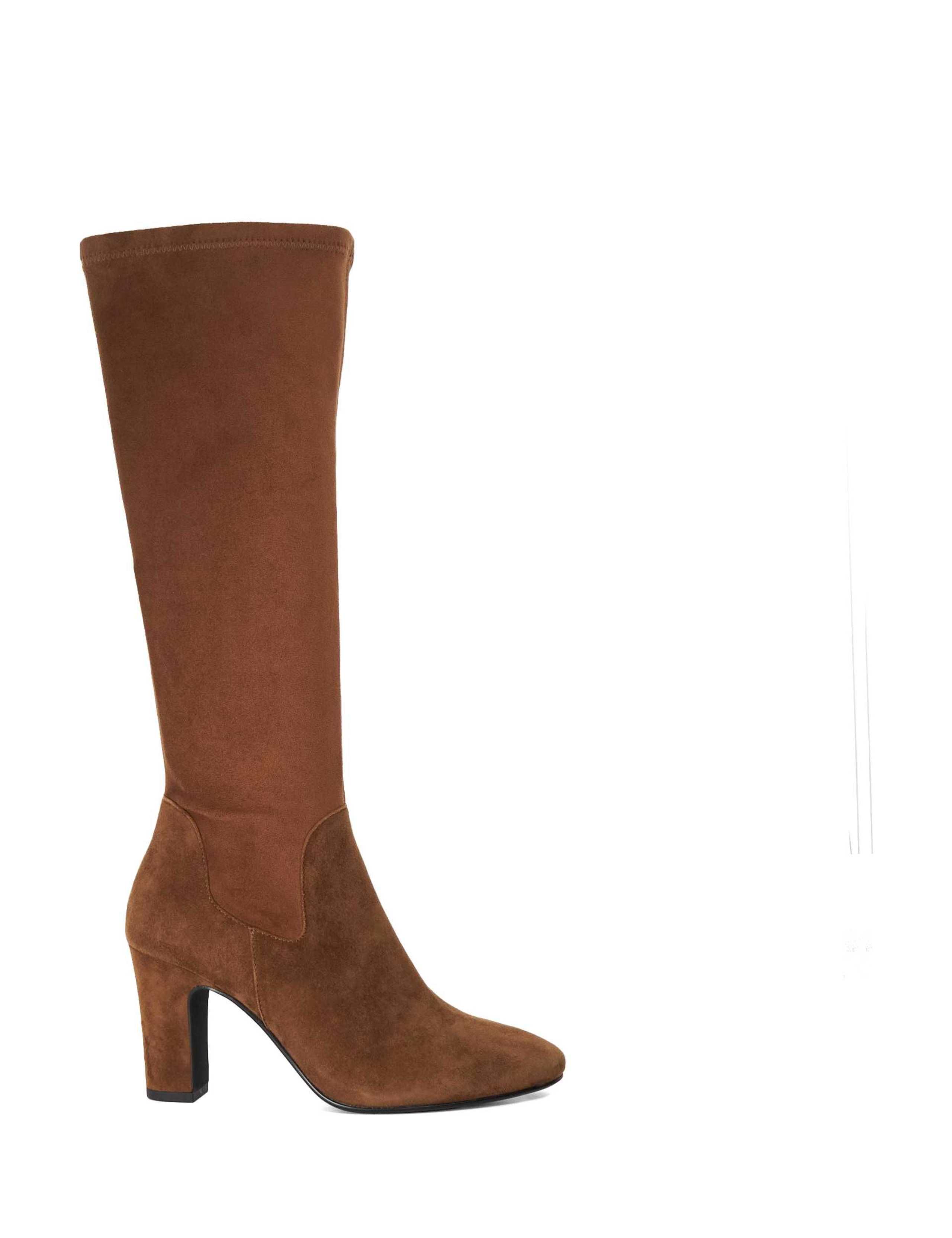 Suede Block Heel Knee High Boots