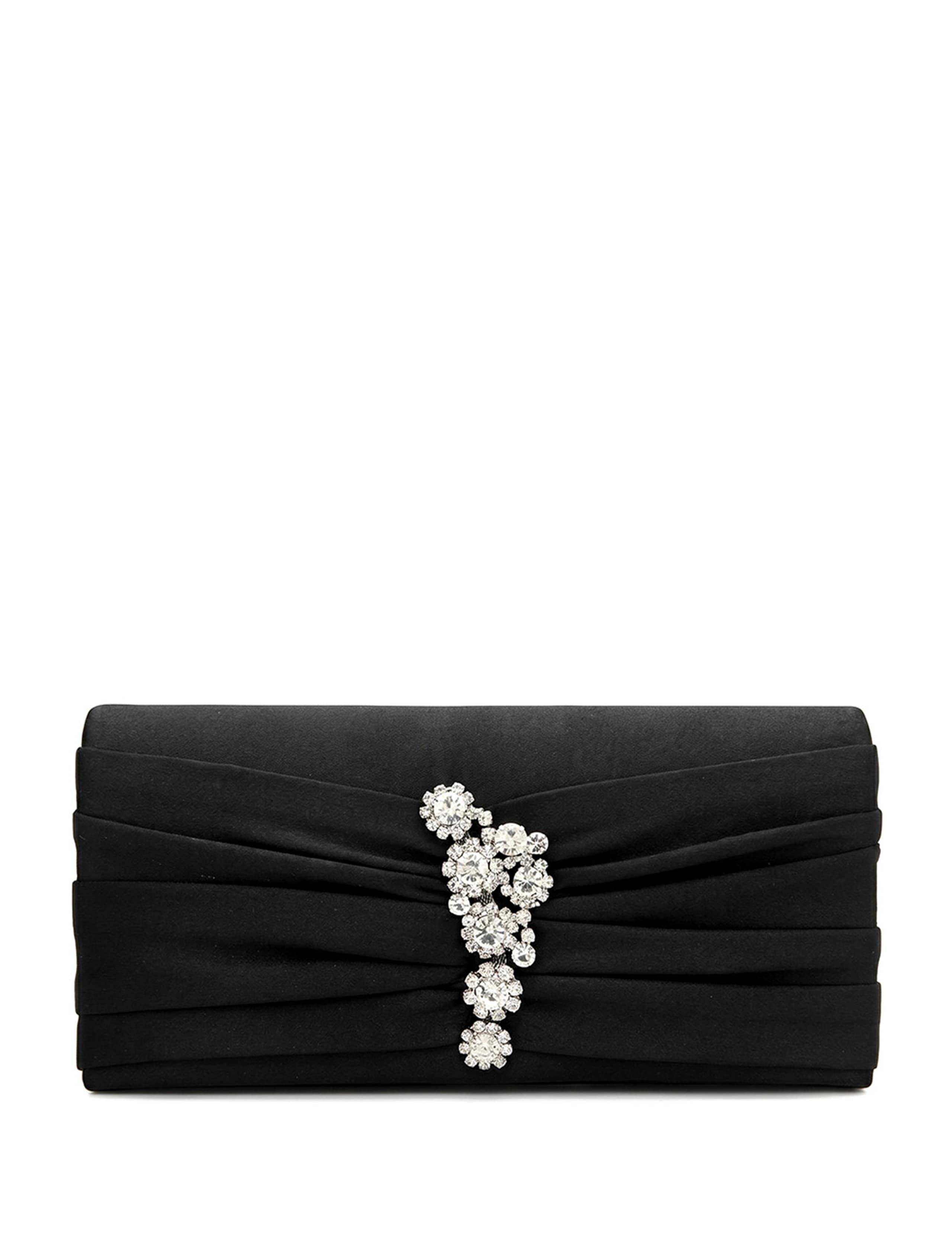 Faux Leather Diamante Clutch Bag