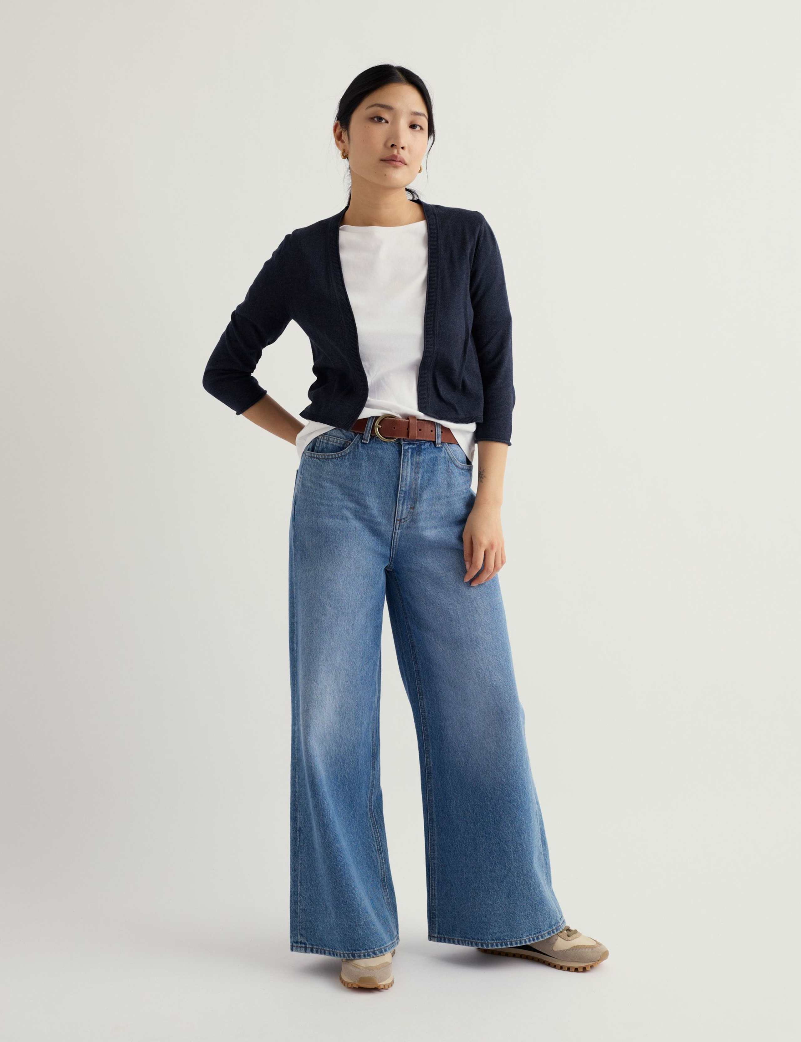 Pure Cotton Open Front Cardigan