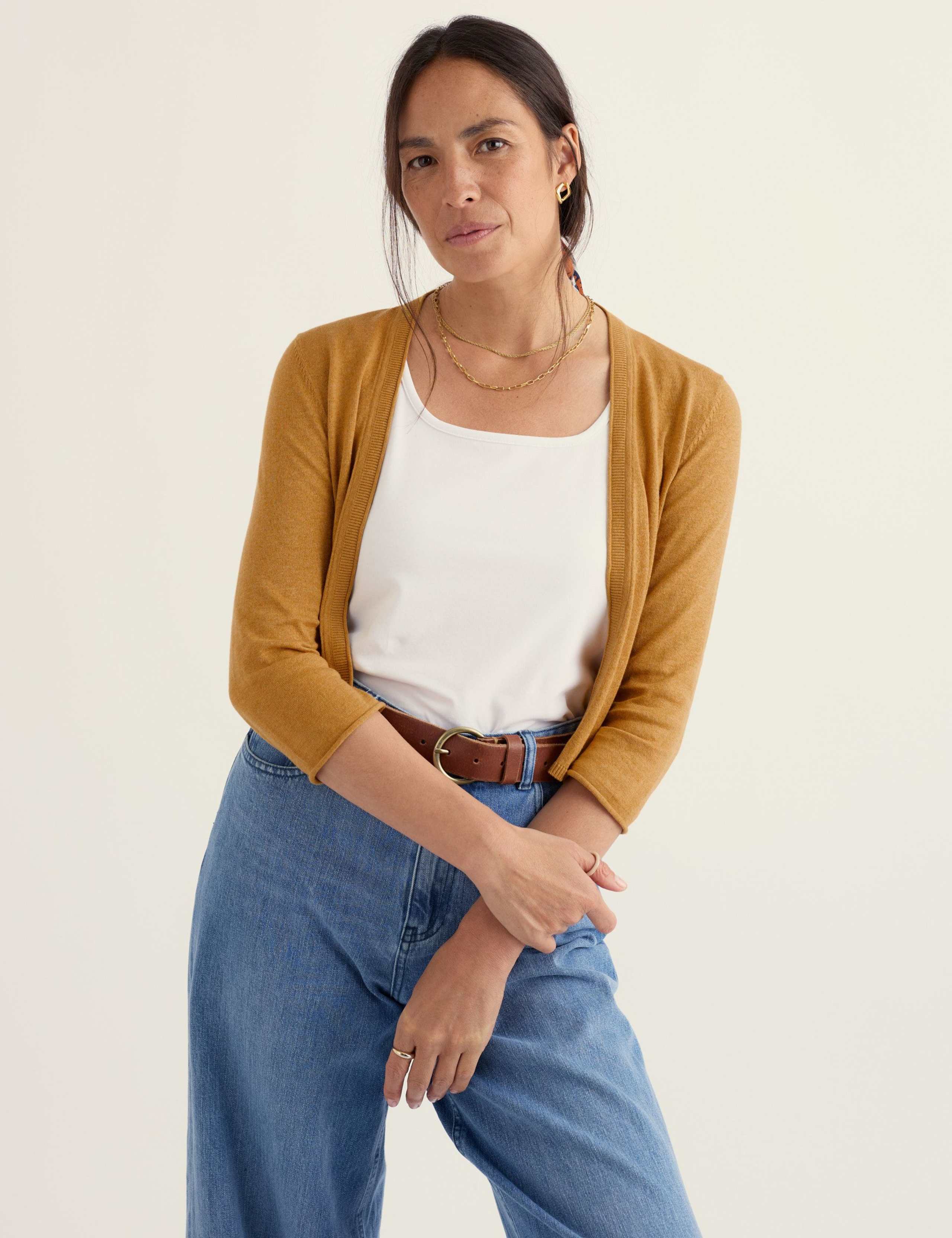 Pure Cotton Open Front Cardigan