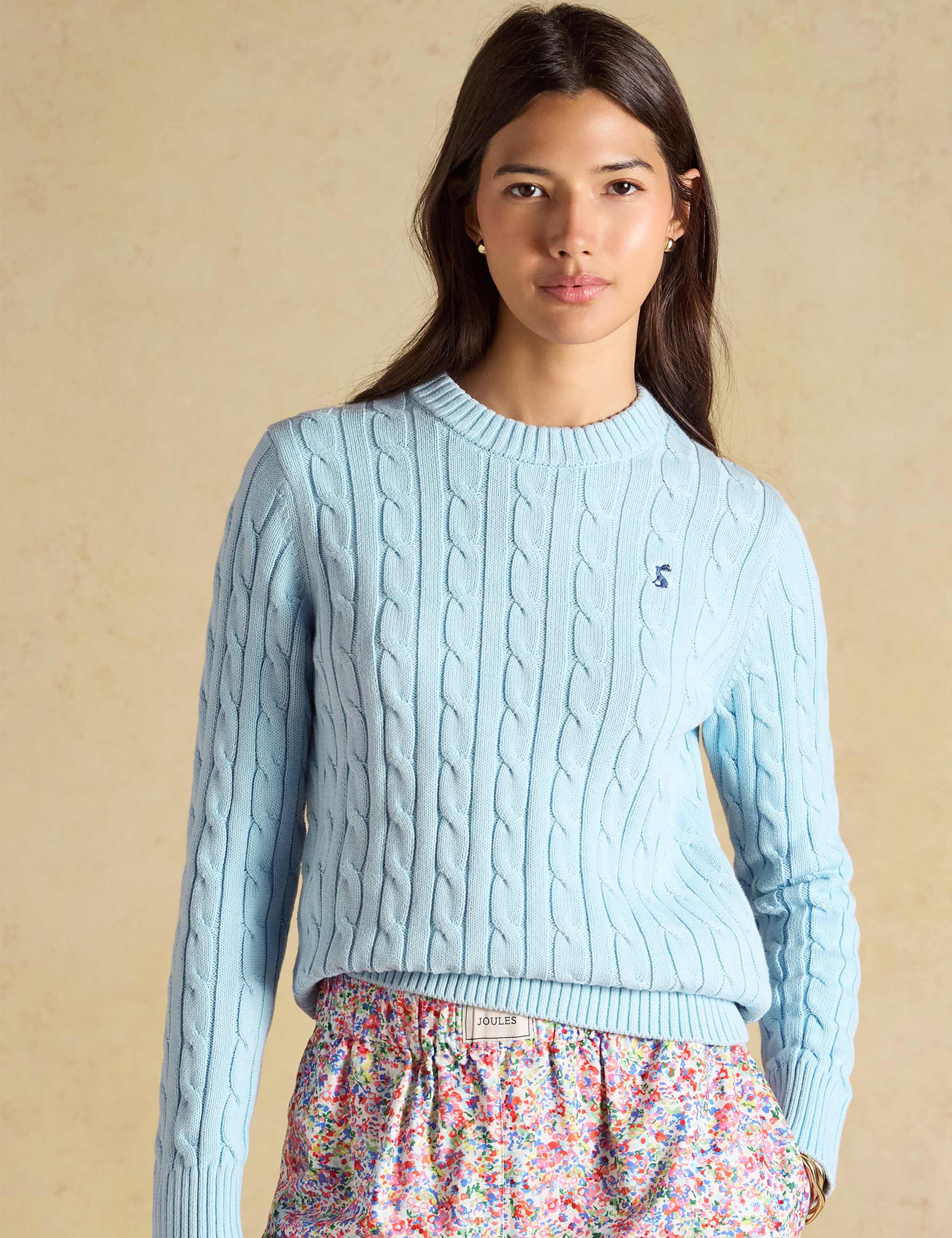 Pure Cotton Cable Knit Crew Neck Jumper