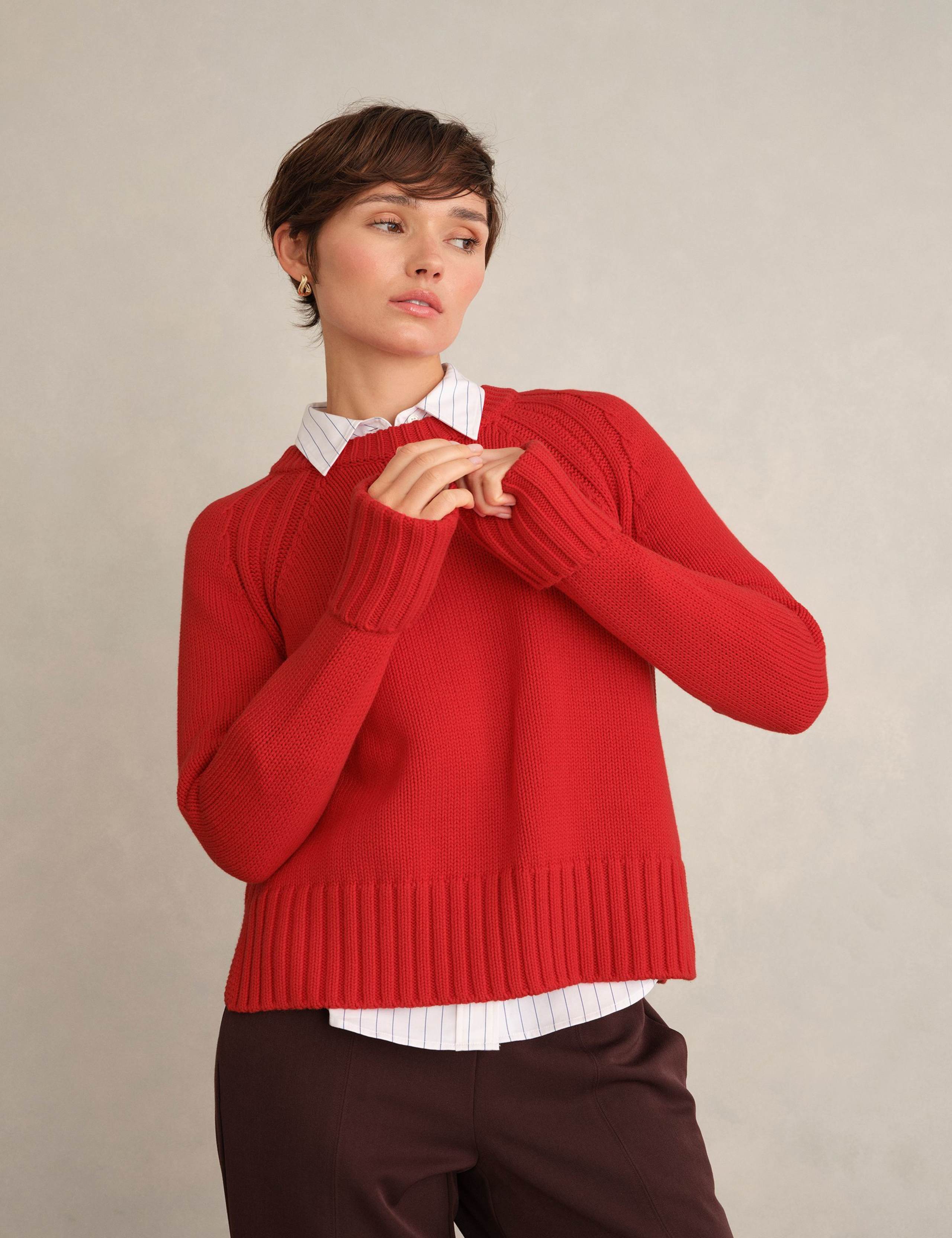 Pure Cotton Textured Crew Neck Jumper