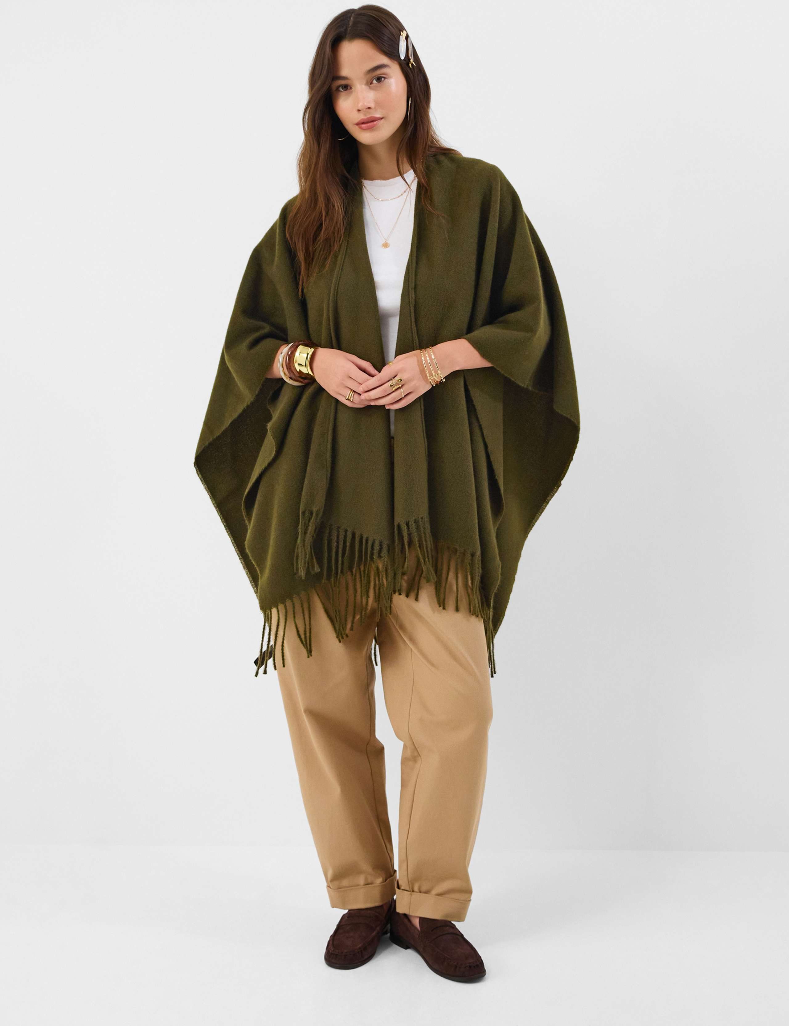 Fringed Knitted Poncho