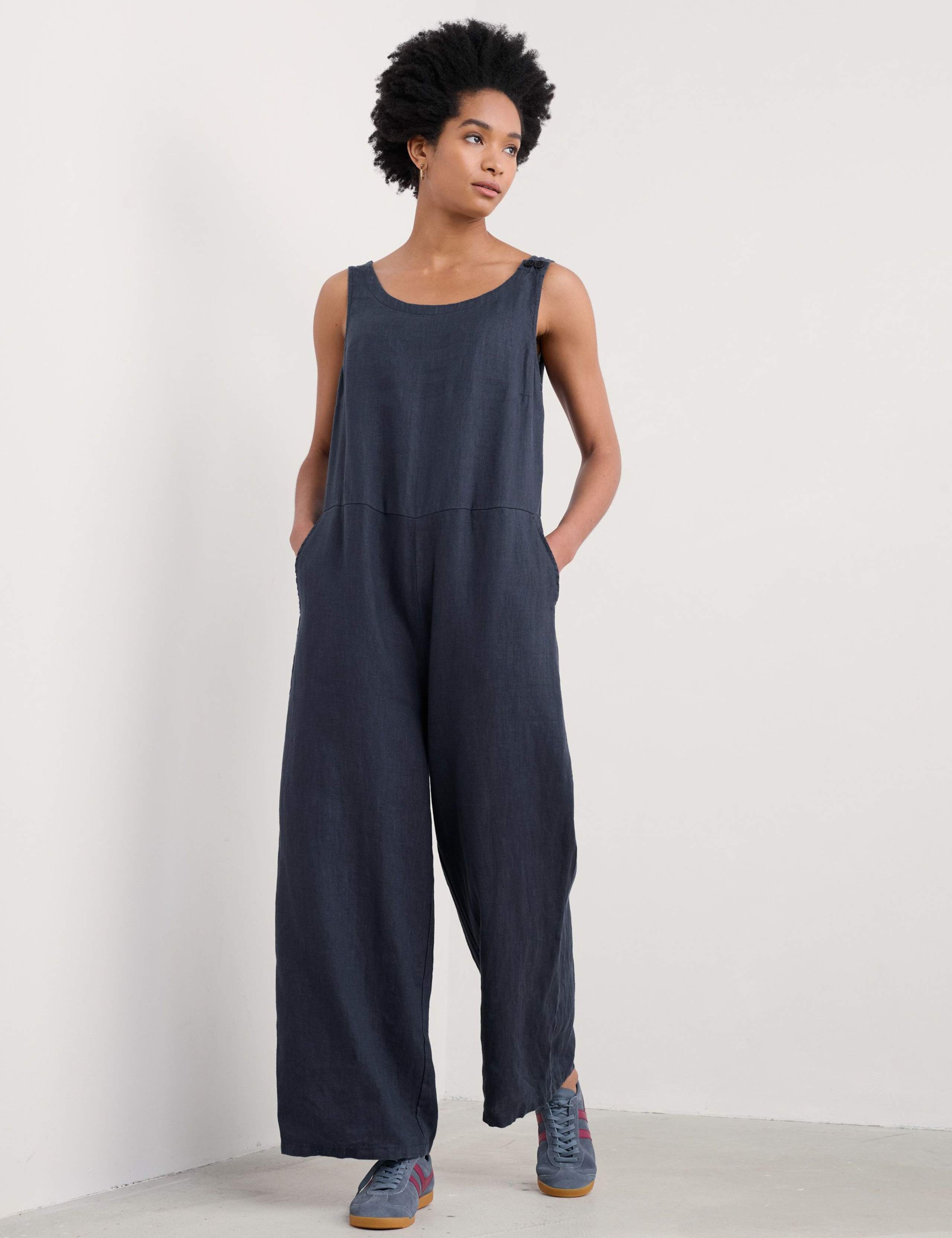 Pure Linen Sleeveless Jumpsuit