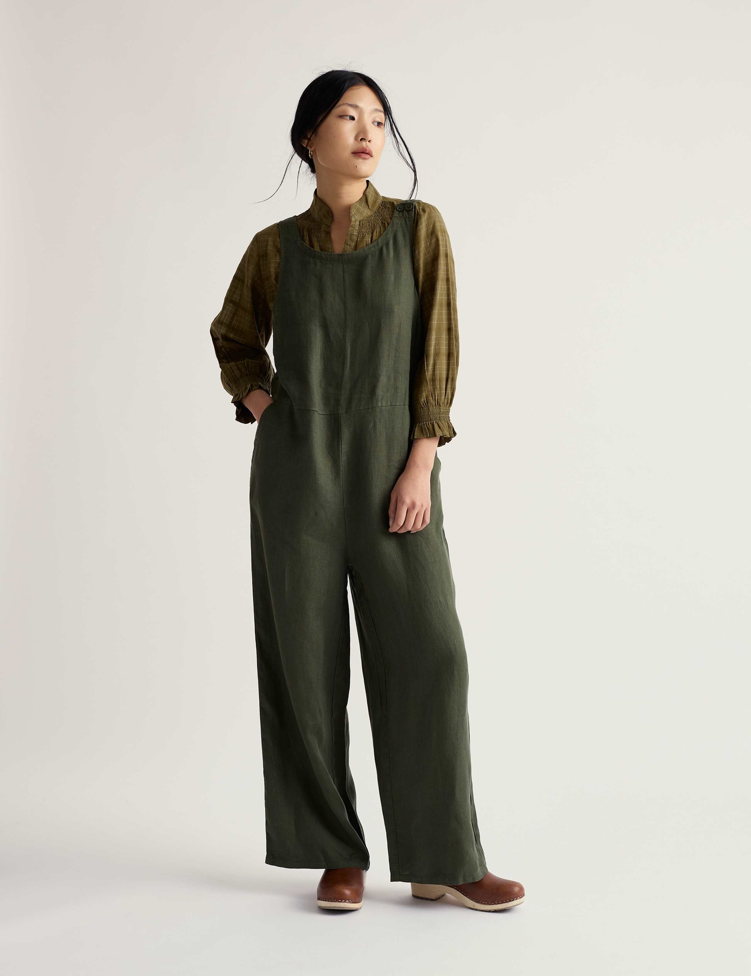 Pure Linen Sleeveless Jumpsuit