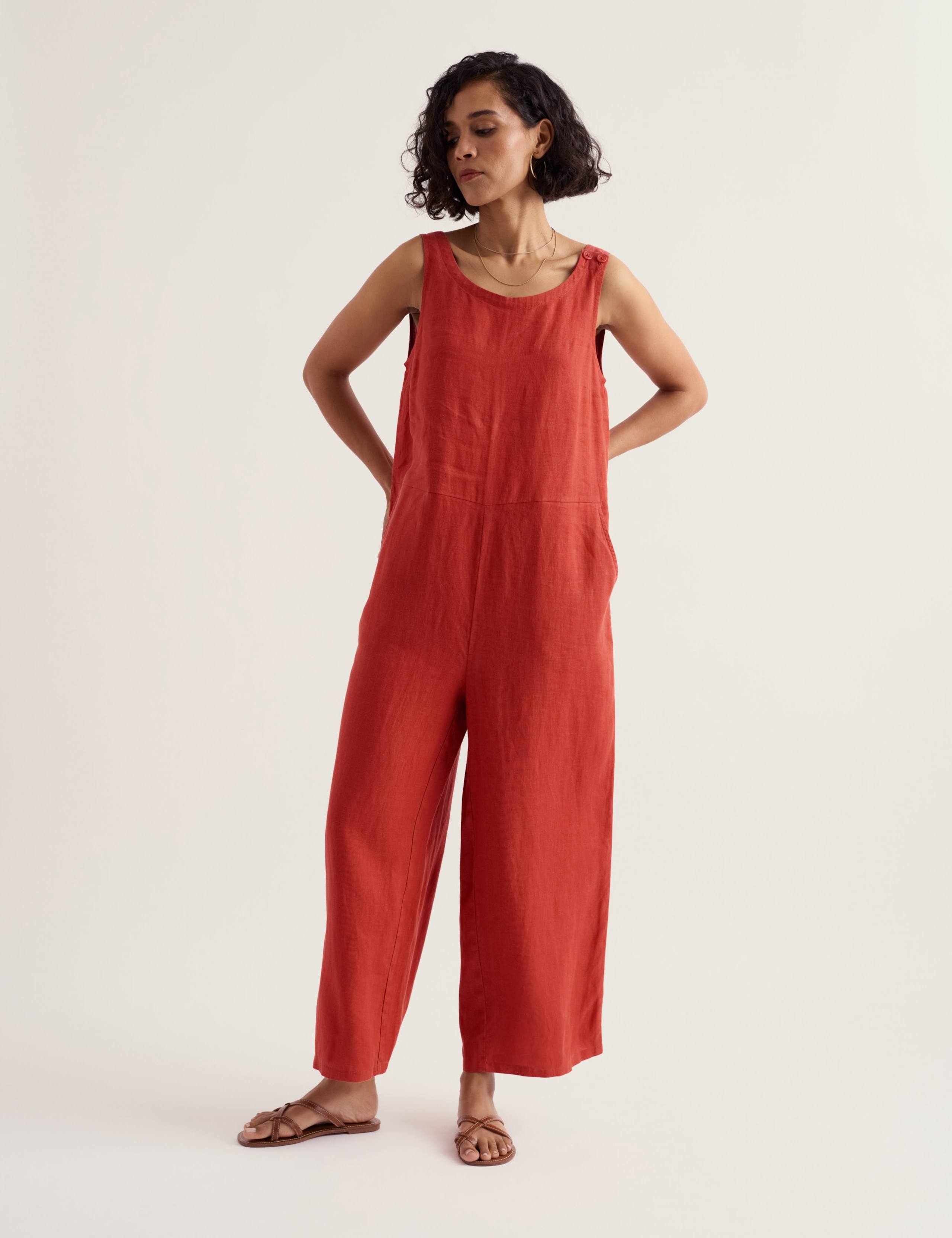 Pure Linen Sleeveless Jumpsuit