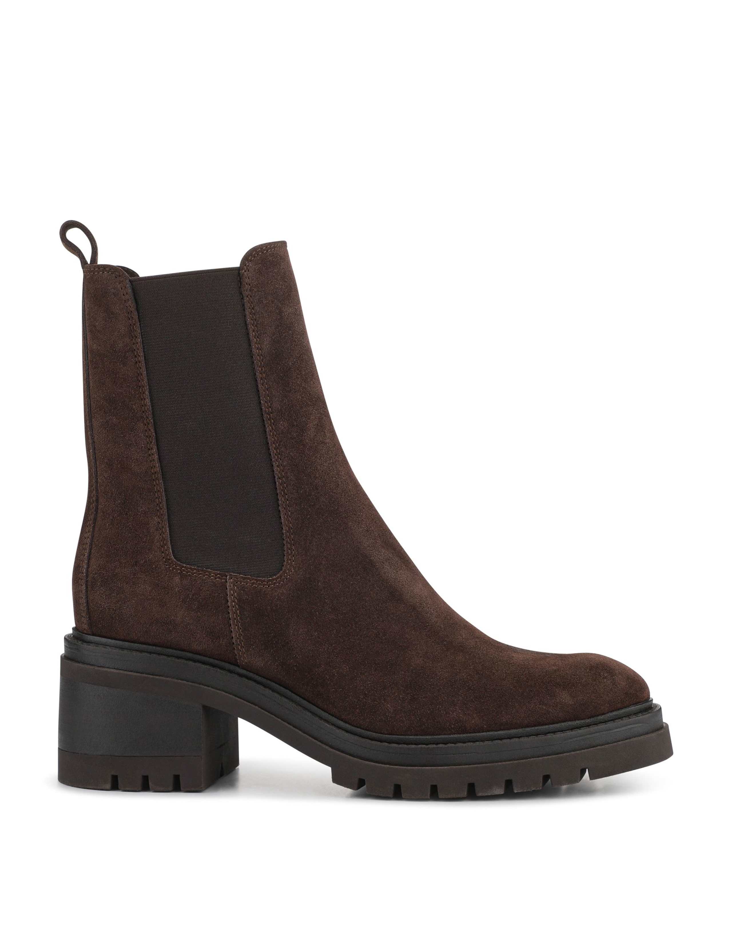 Suede Block Heel Chelsea Boots