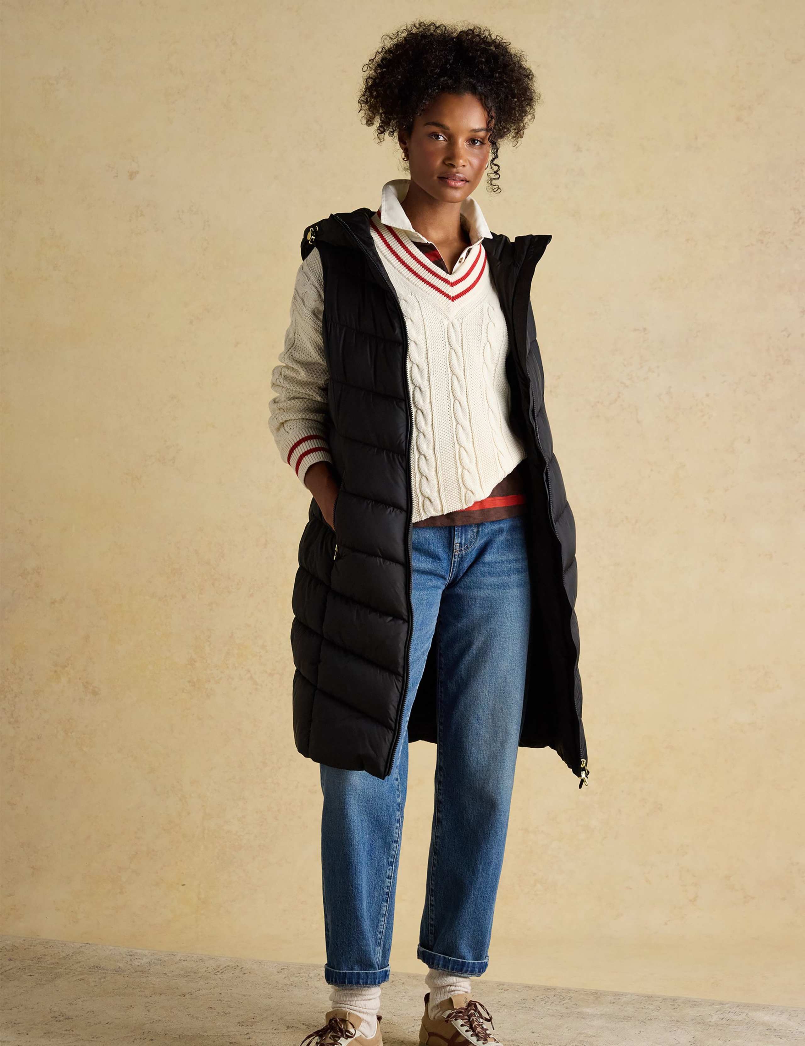 Padded Hooded Longline Gilet