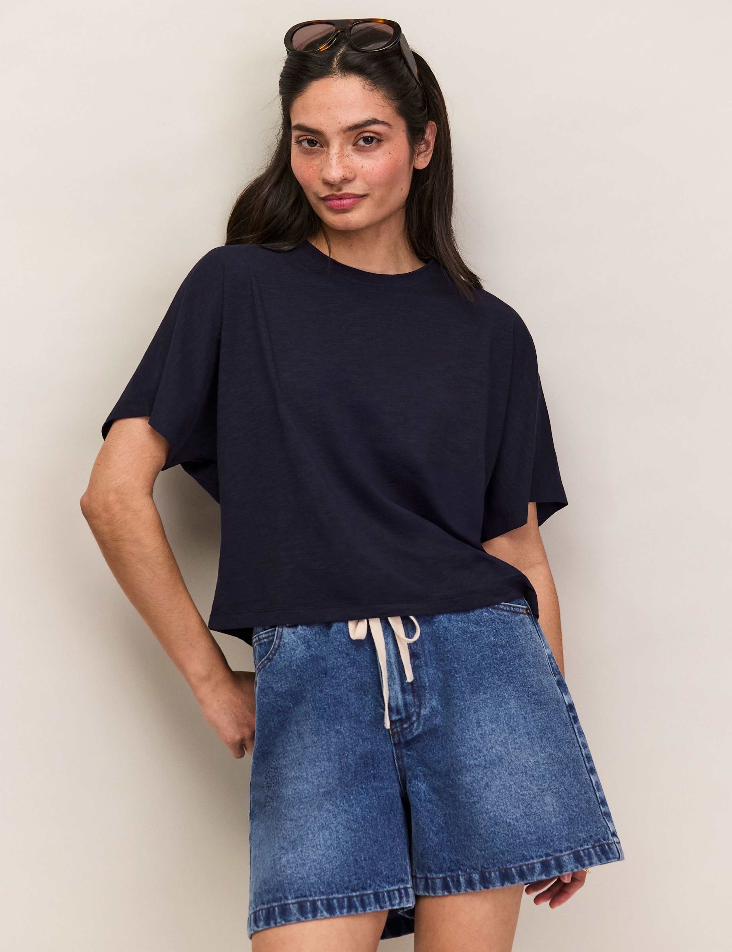 Pure Cotton Jersey Relaxed Cropped T-Shirt