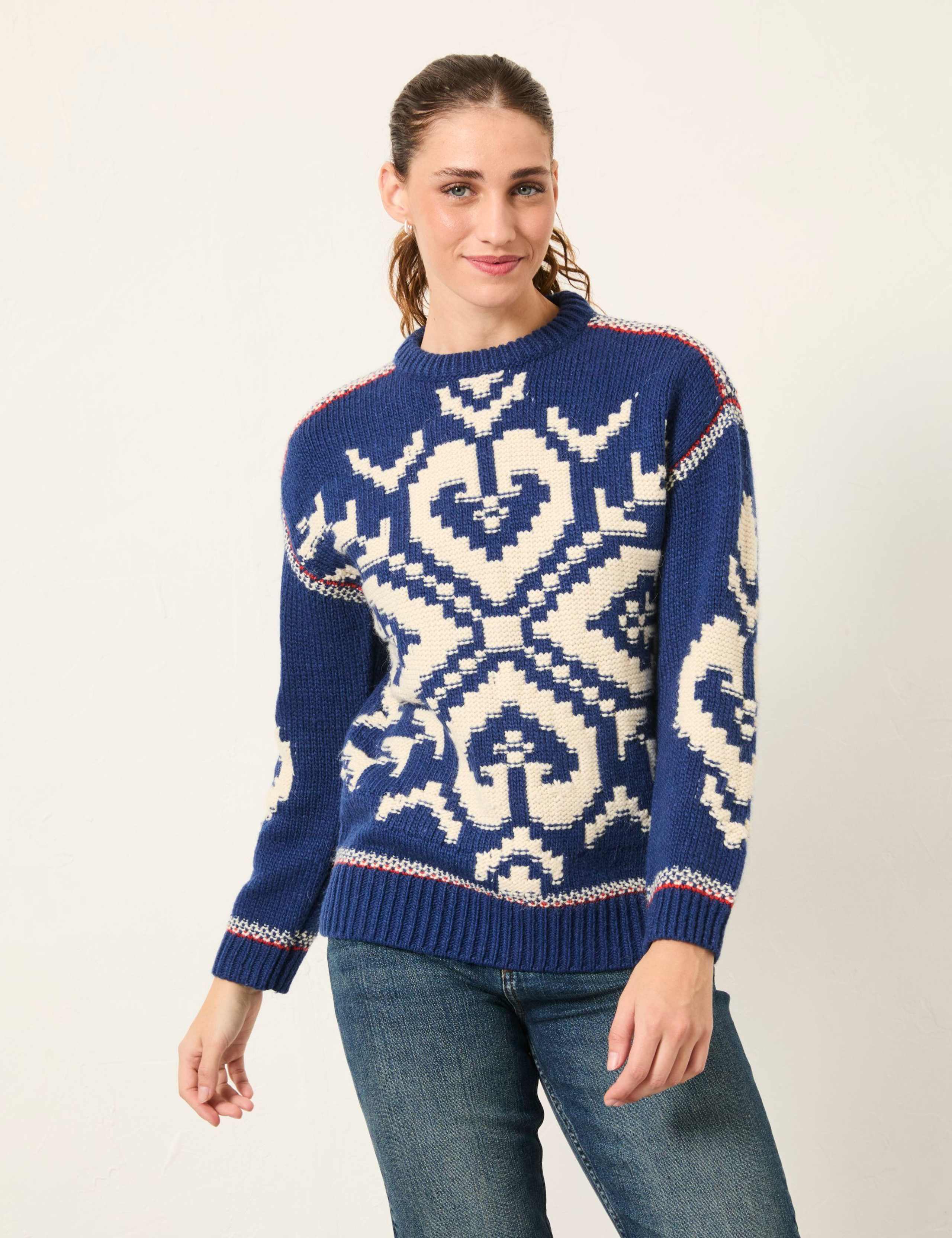 Fair Isle Crew Neck Jumper with Wool
