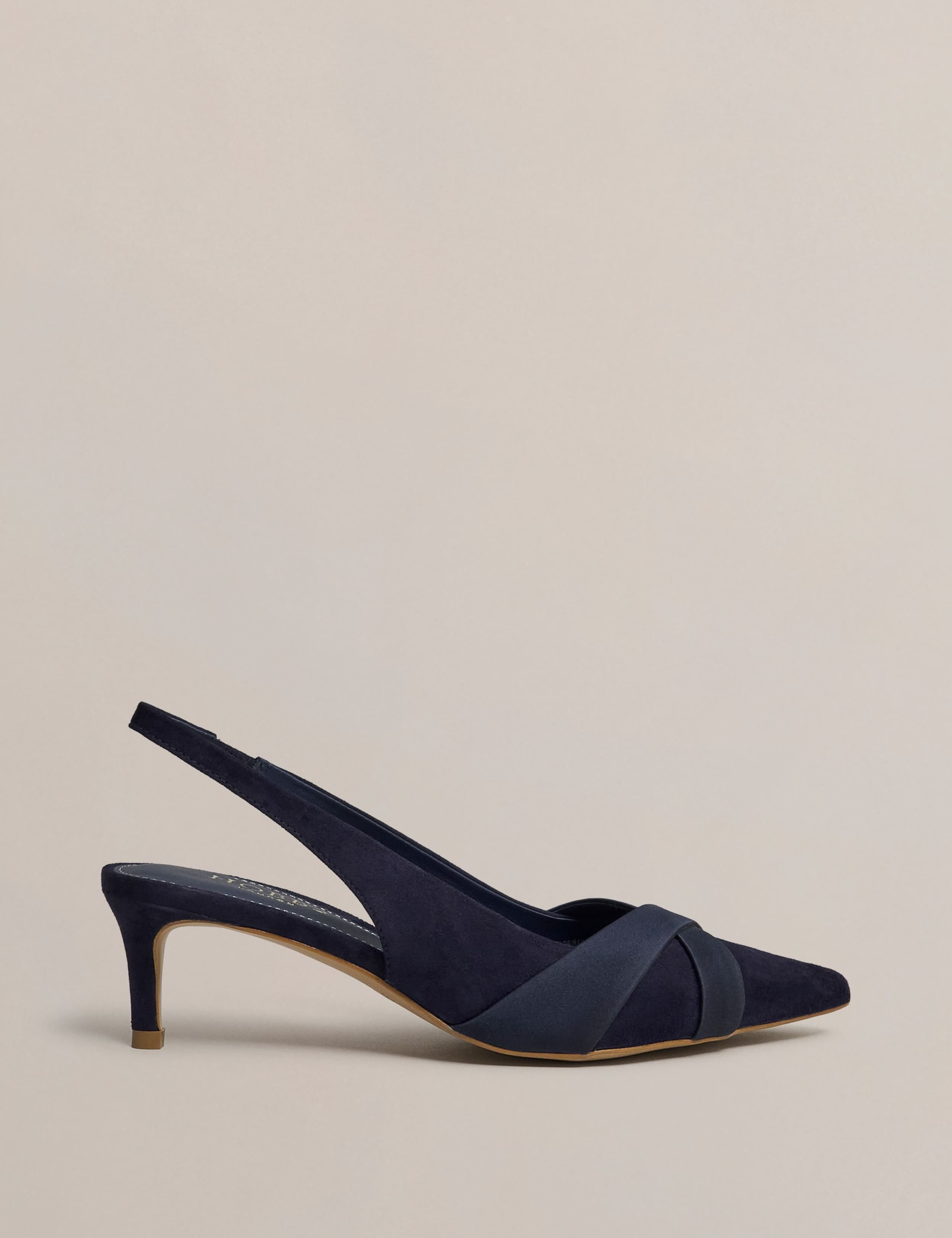 Suede Kitten Heel Slingback Shoes