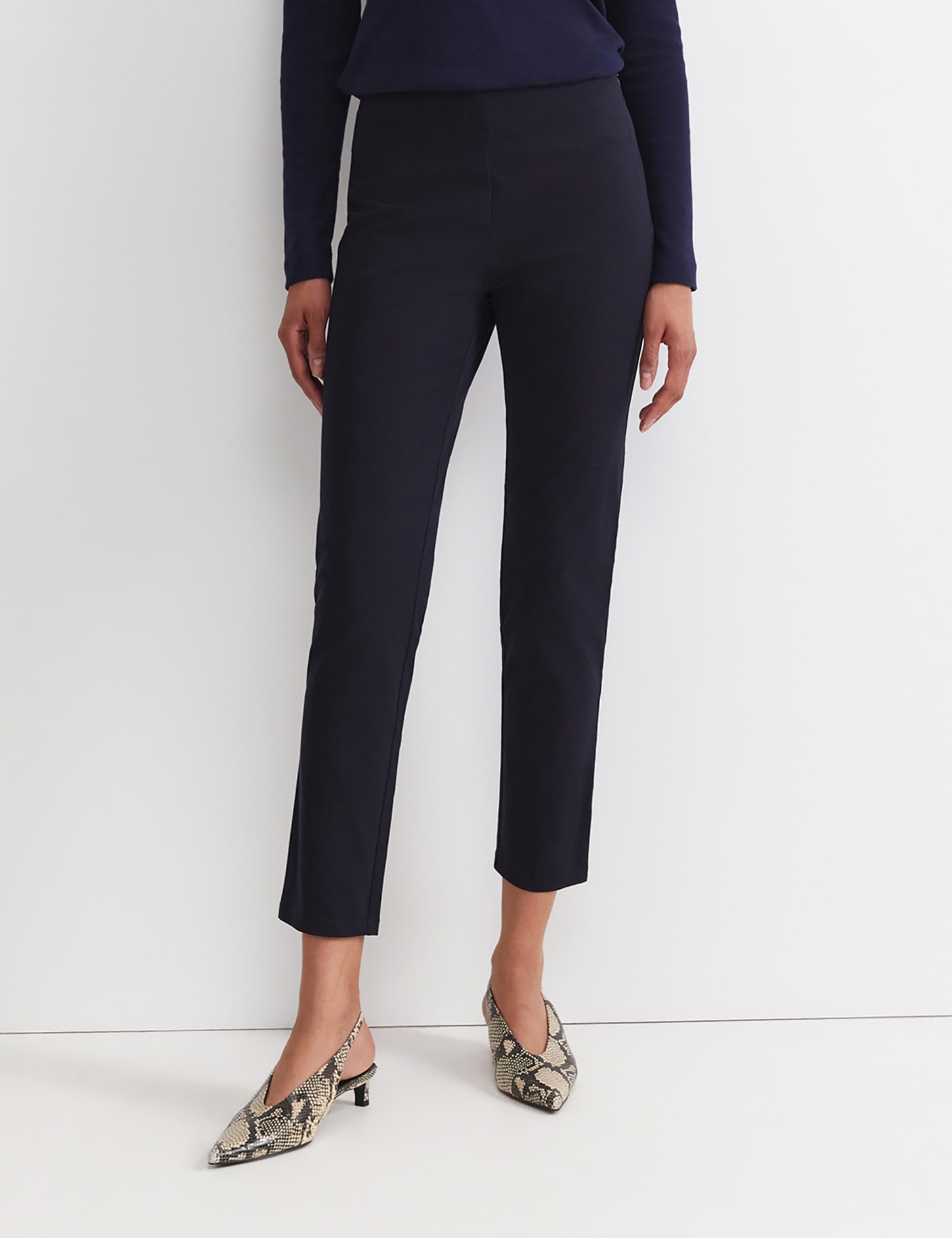Cotton Rich Slim Fit Ankle Grazer Trousers