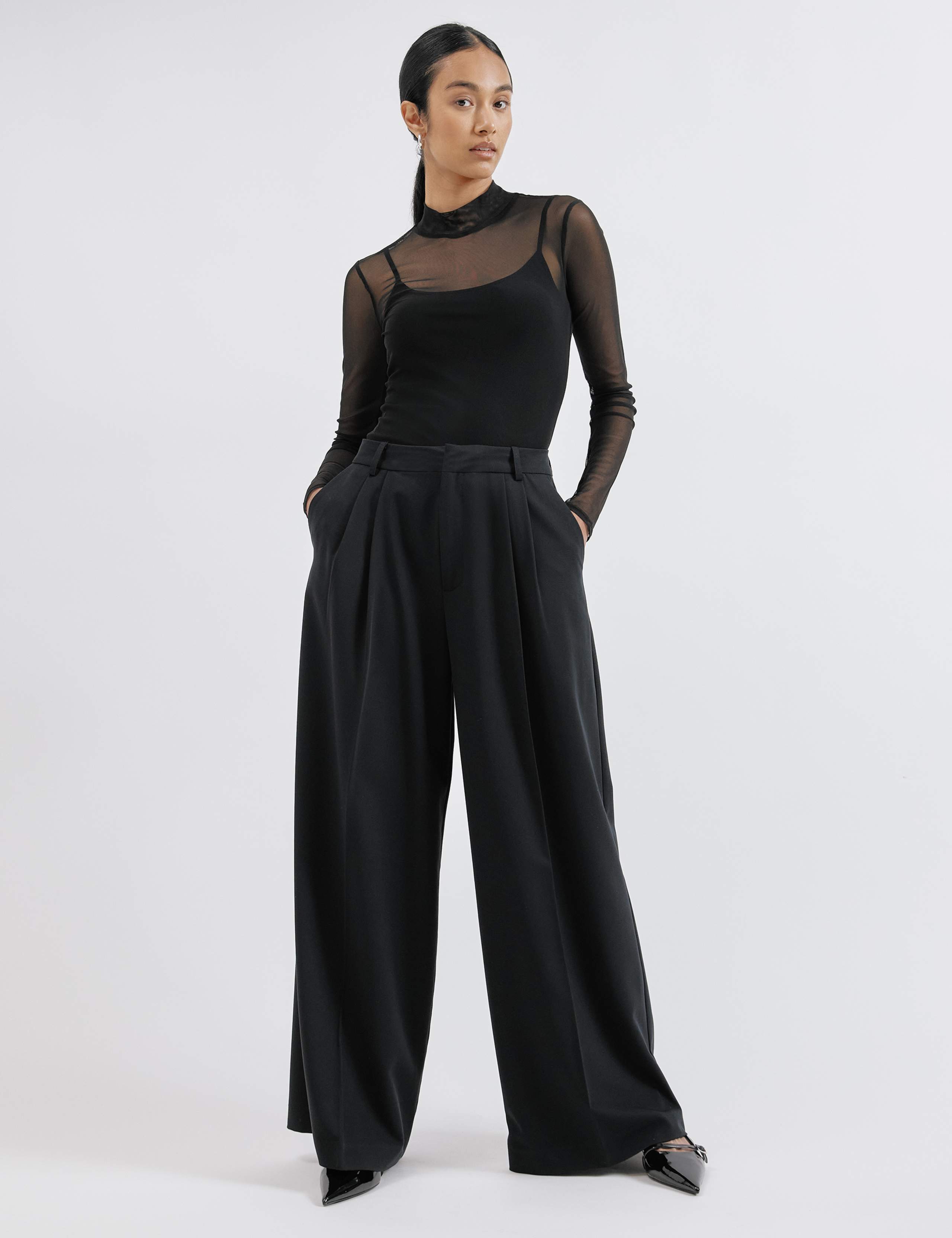 Pleated Wide Leg Trousers