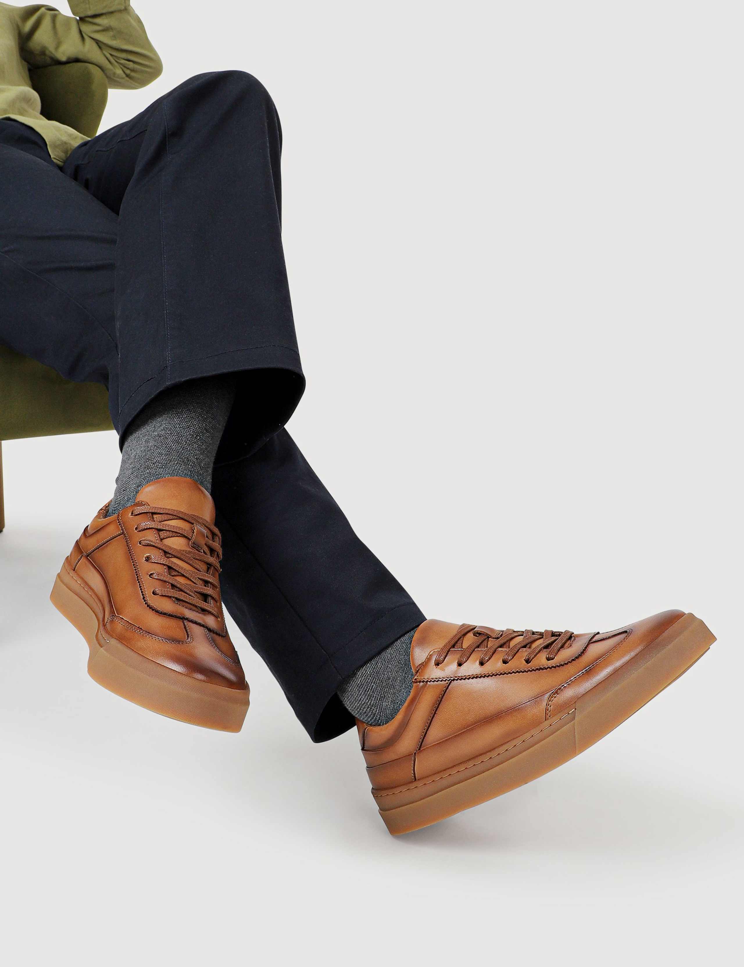 Leather Lace Up Trainers