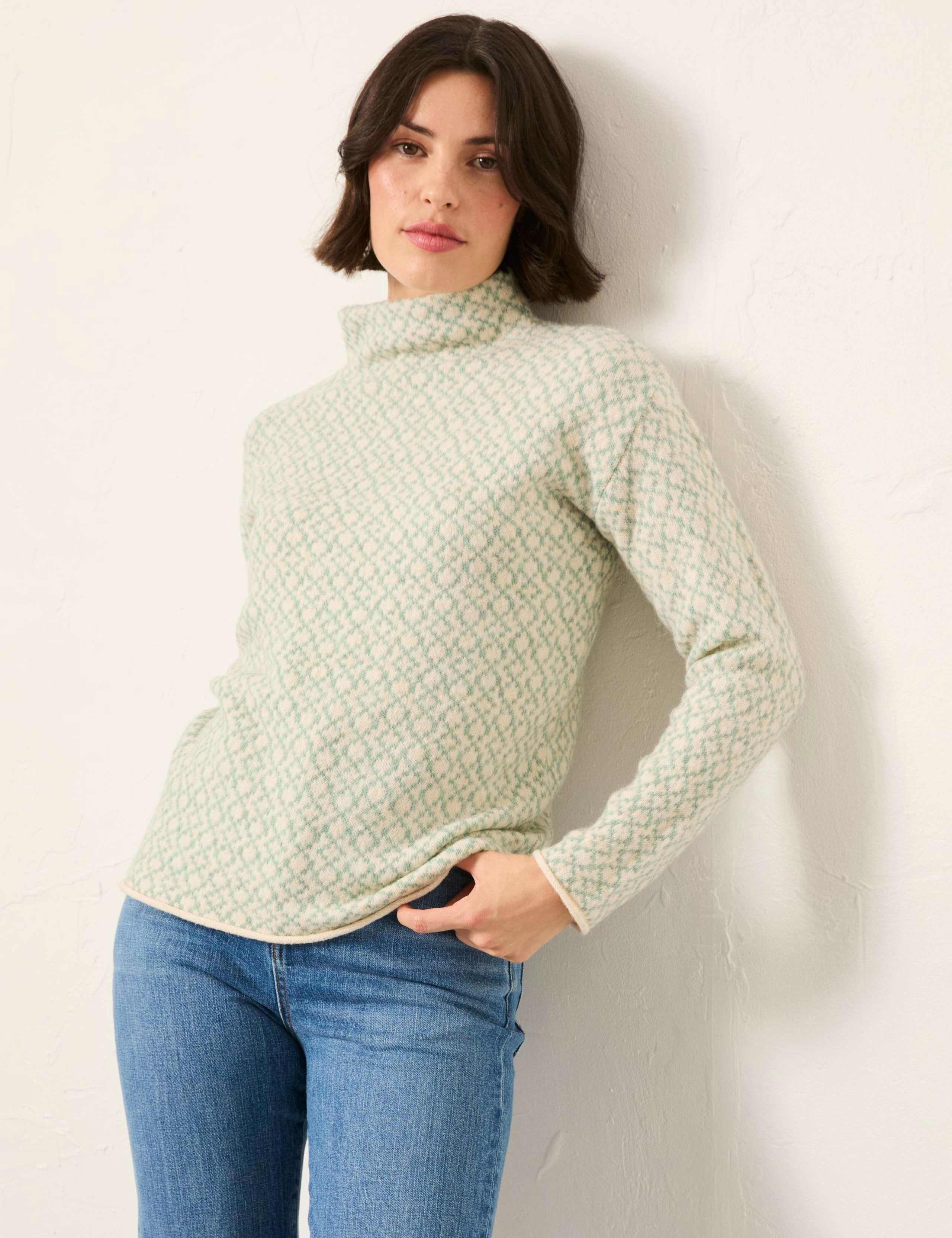 Patterned High Neck Jumper