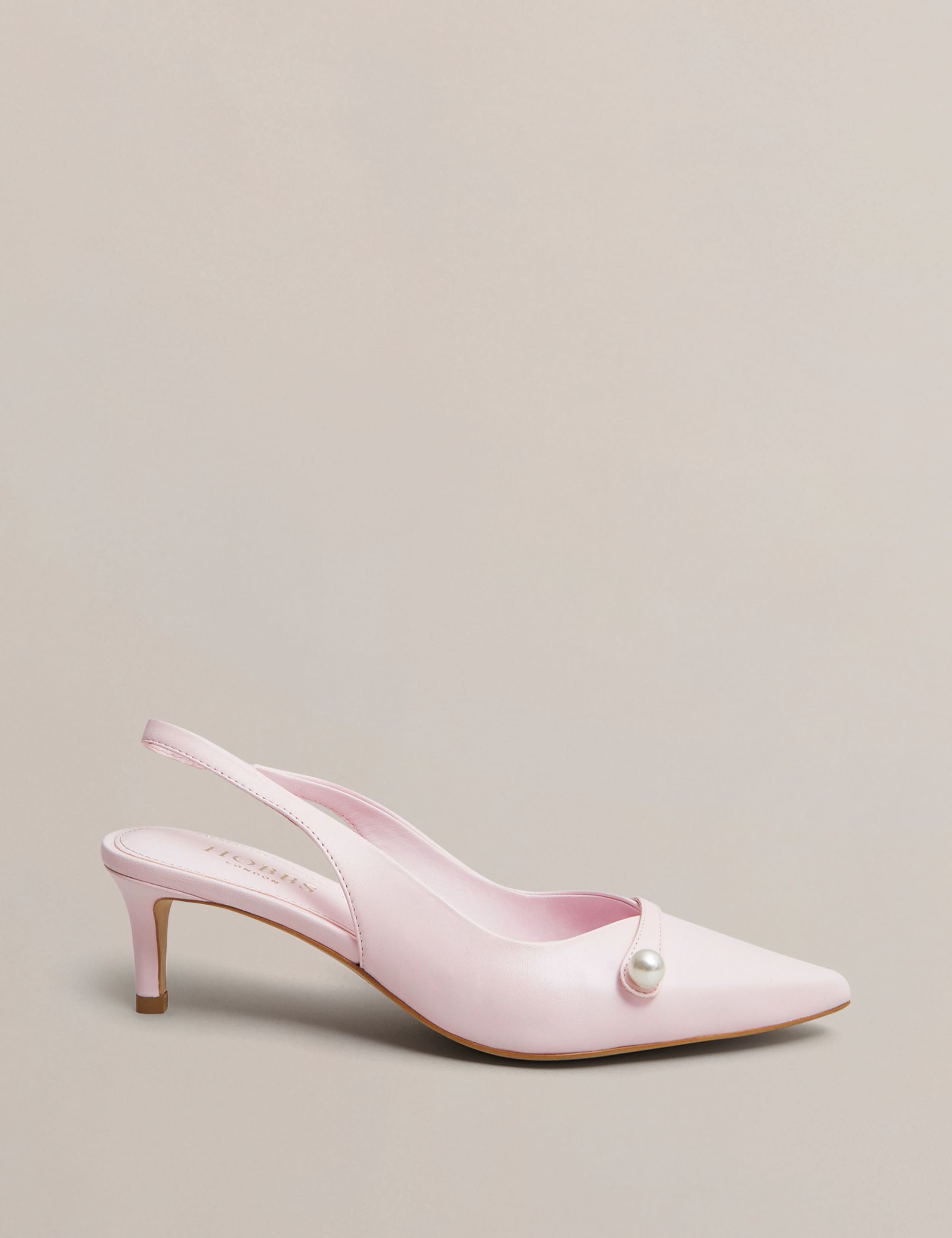 Leather Kitten Heel Slingback Shoes