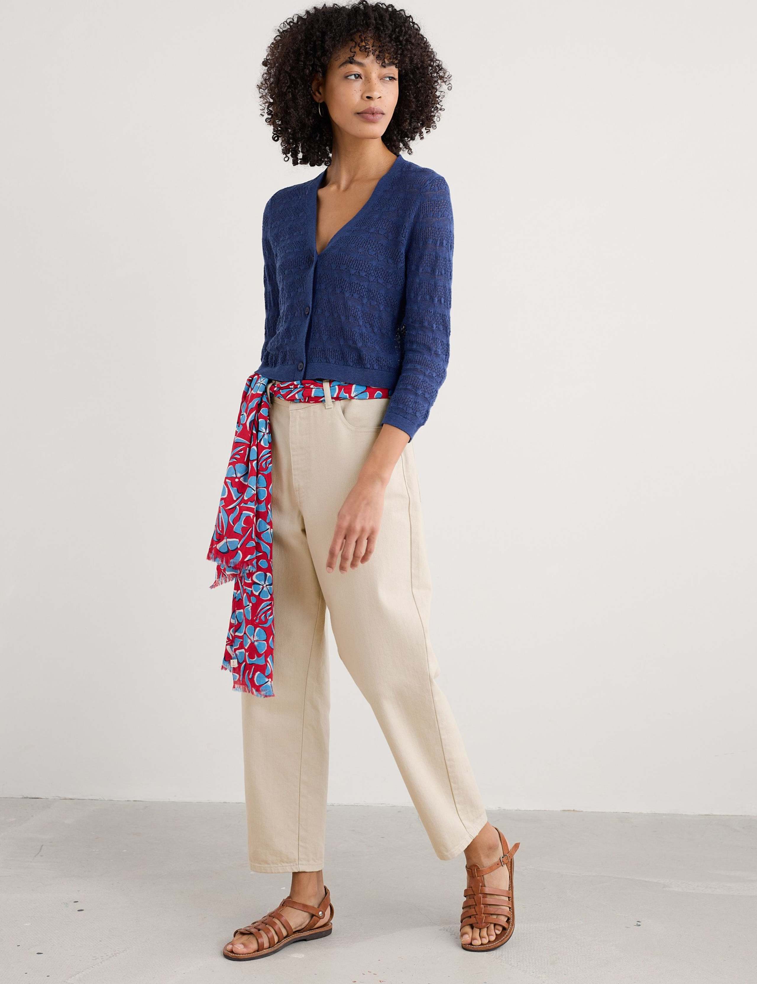 Pure Cotton Patterned V-Neck Cardigan