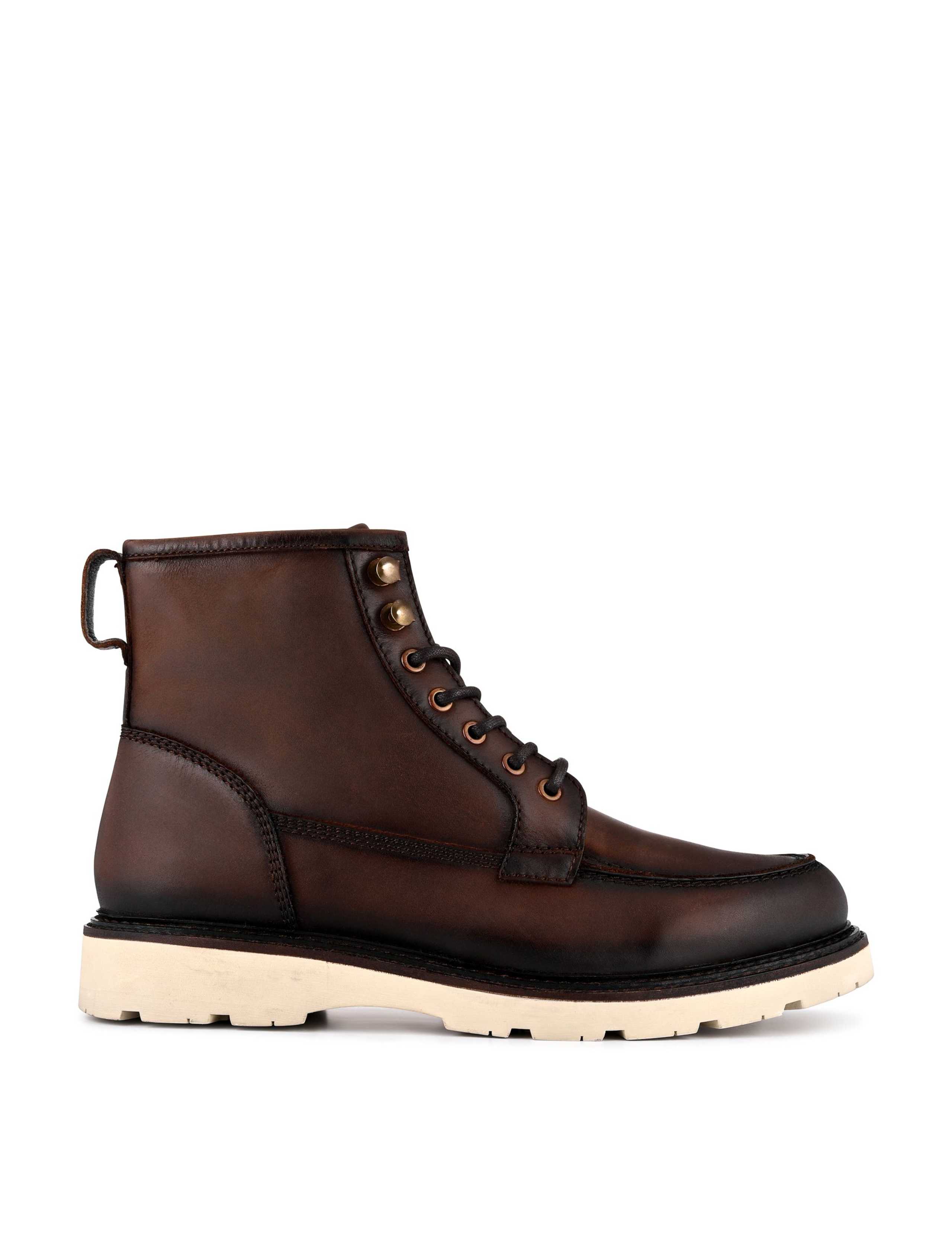 Leather Flat Ankle Boots
