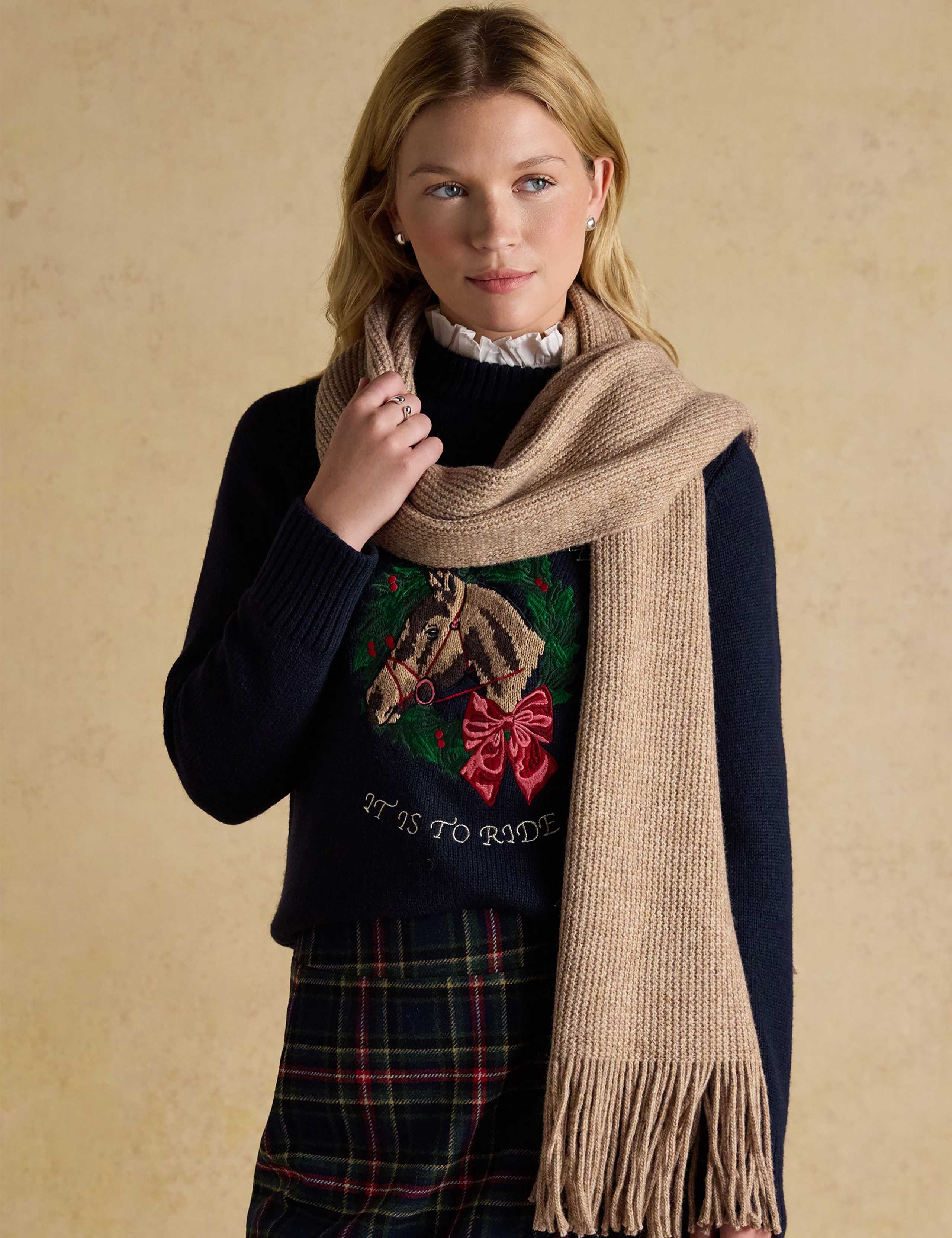 Knitted Fringed Scarf