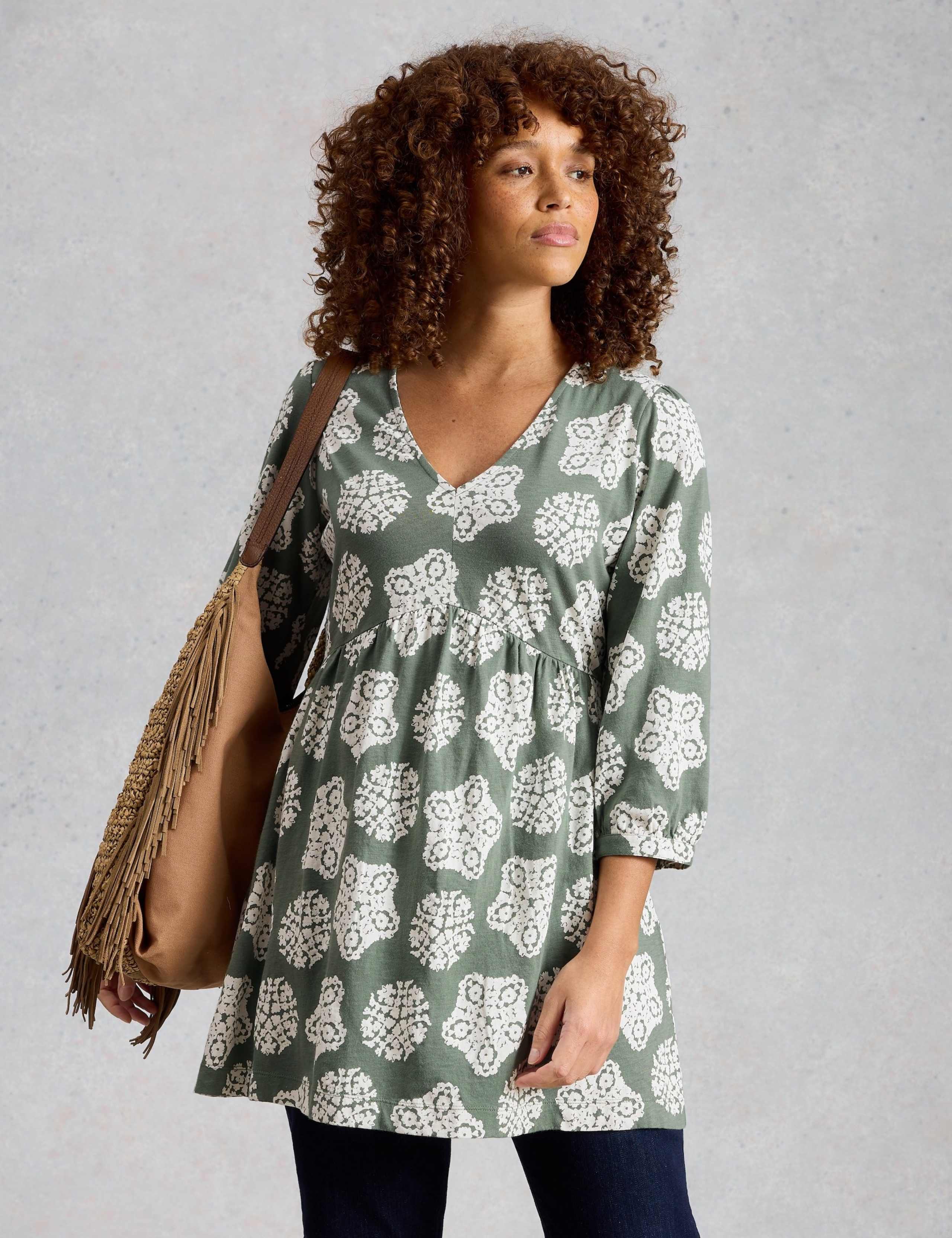 Pure Cotton Printed V-Neck Tunic