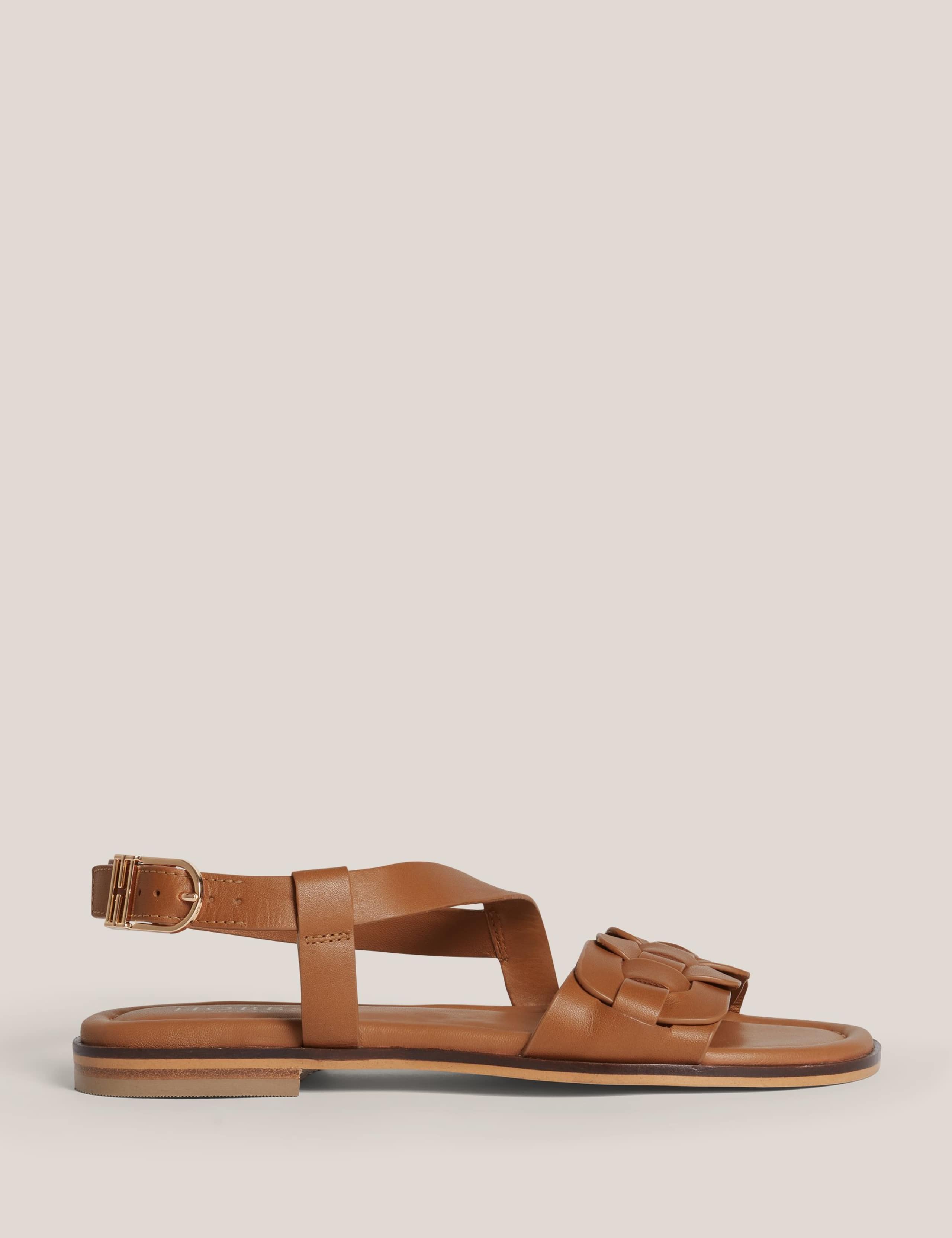 Leather Ankle Strap Flat Sandals