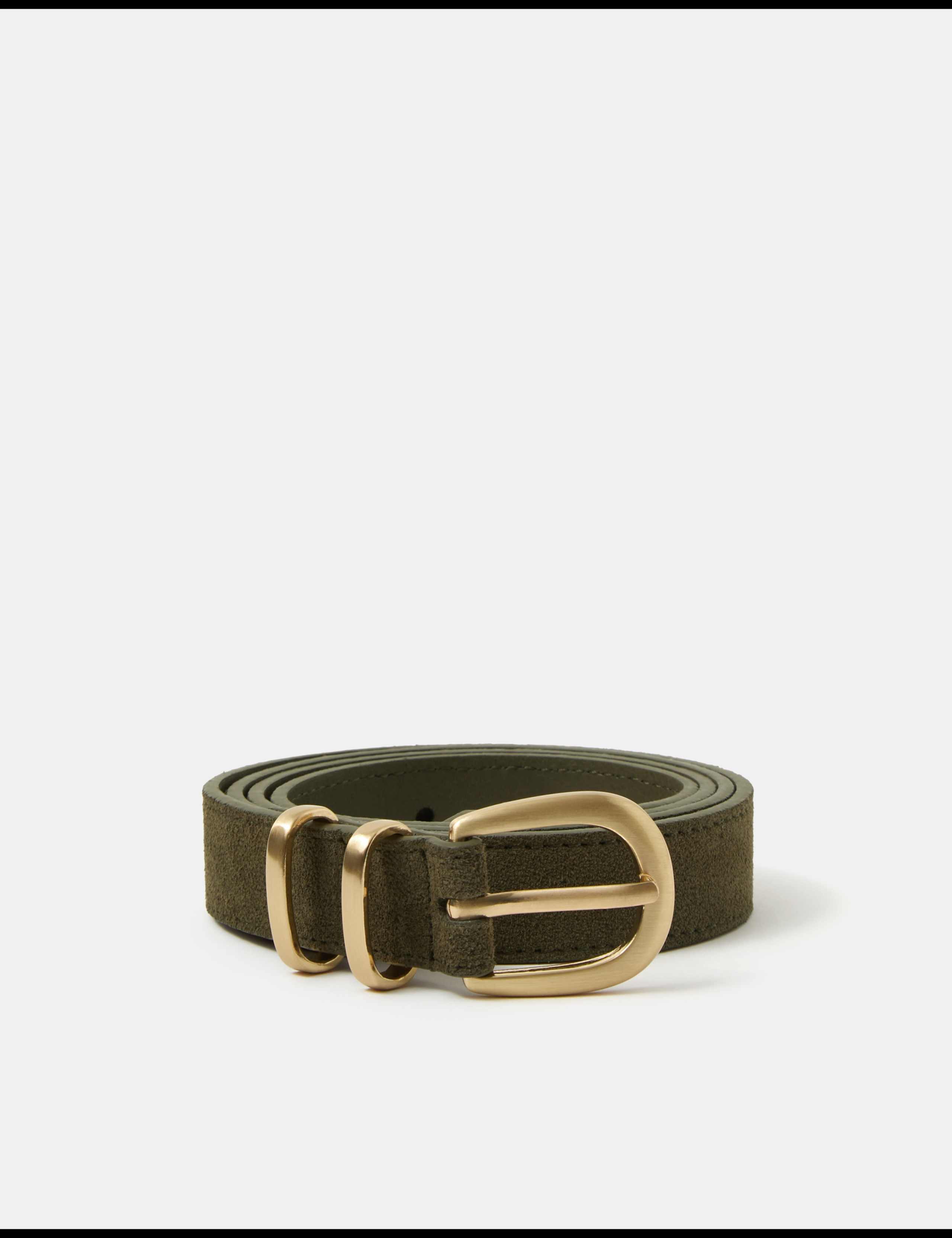 Faux Suede Gold Tone Buckle Belt